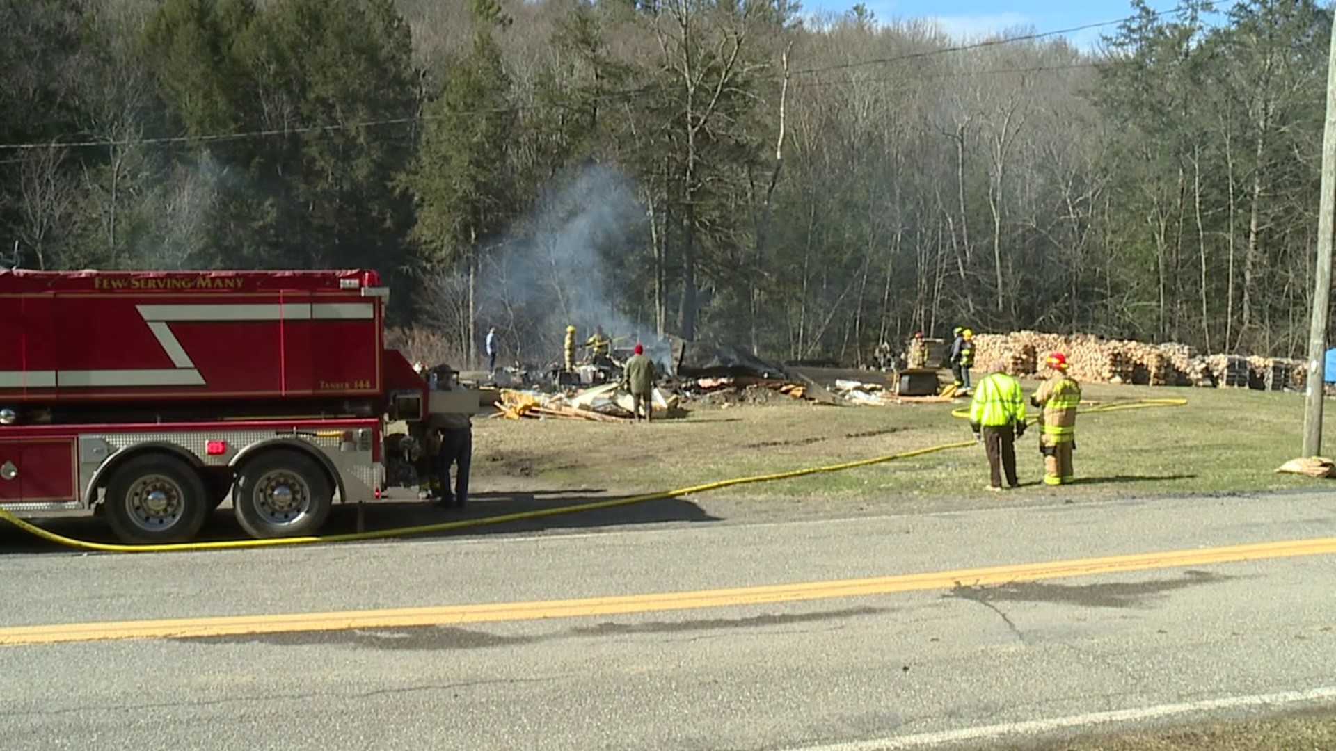 Flames broke out shortly before 3 p.m. Sunday along Swamp Road in Hunlock Township.