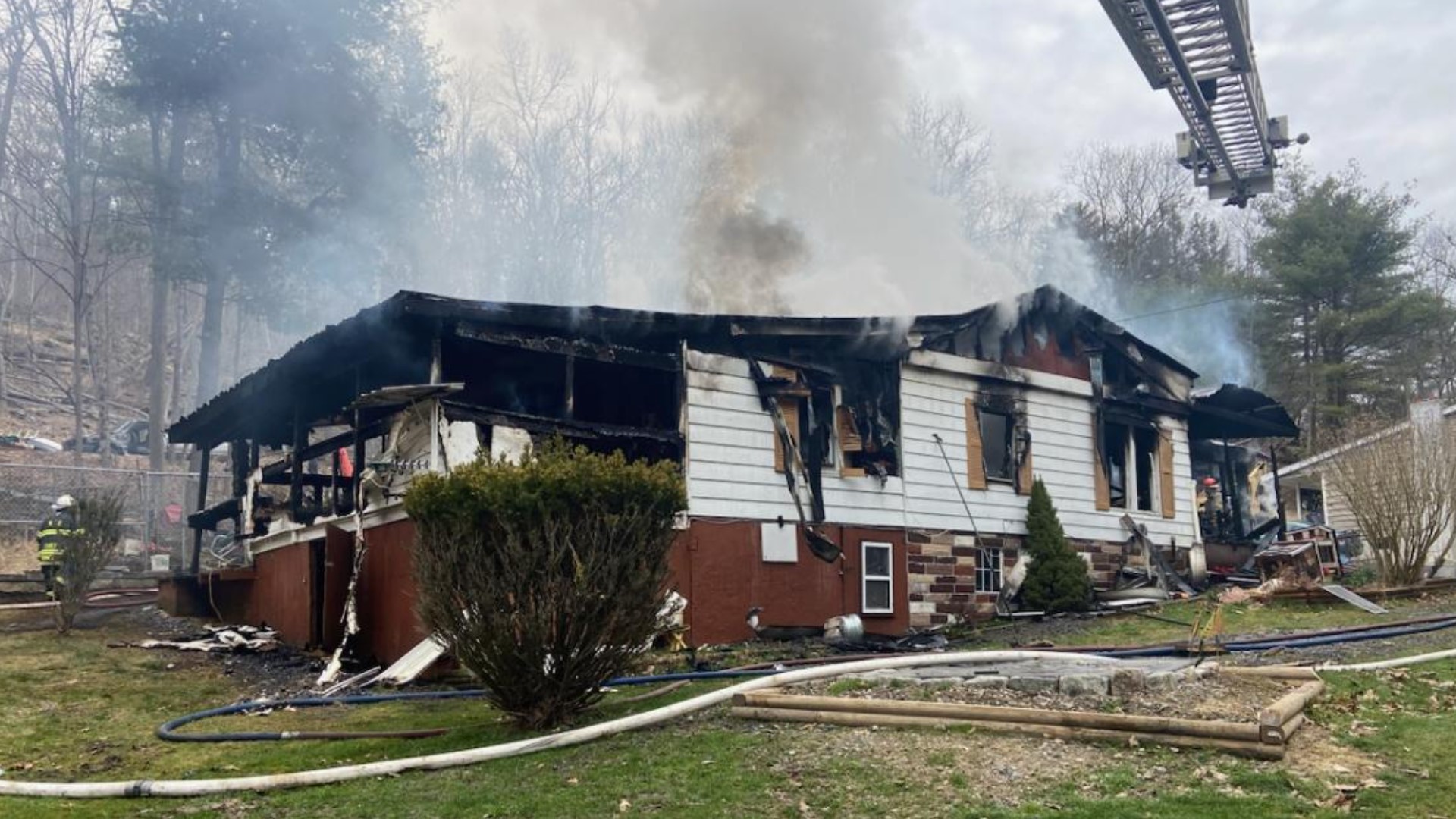 The fire in Hunlock Township started around 8 a.m. Friday.