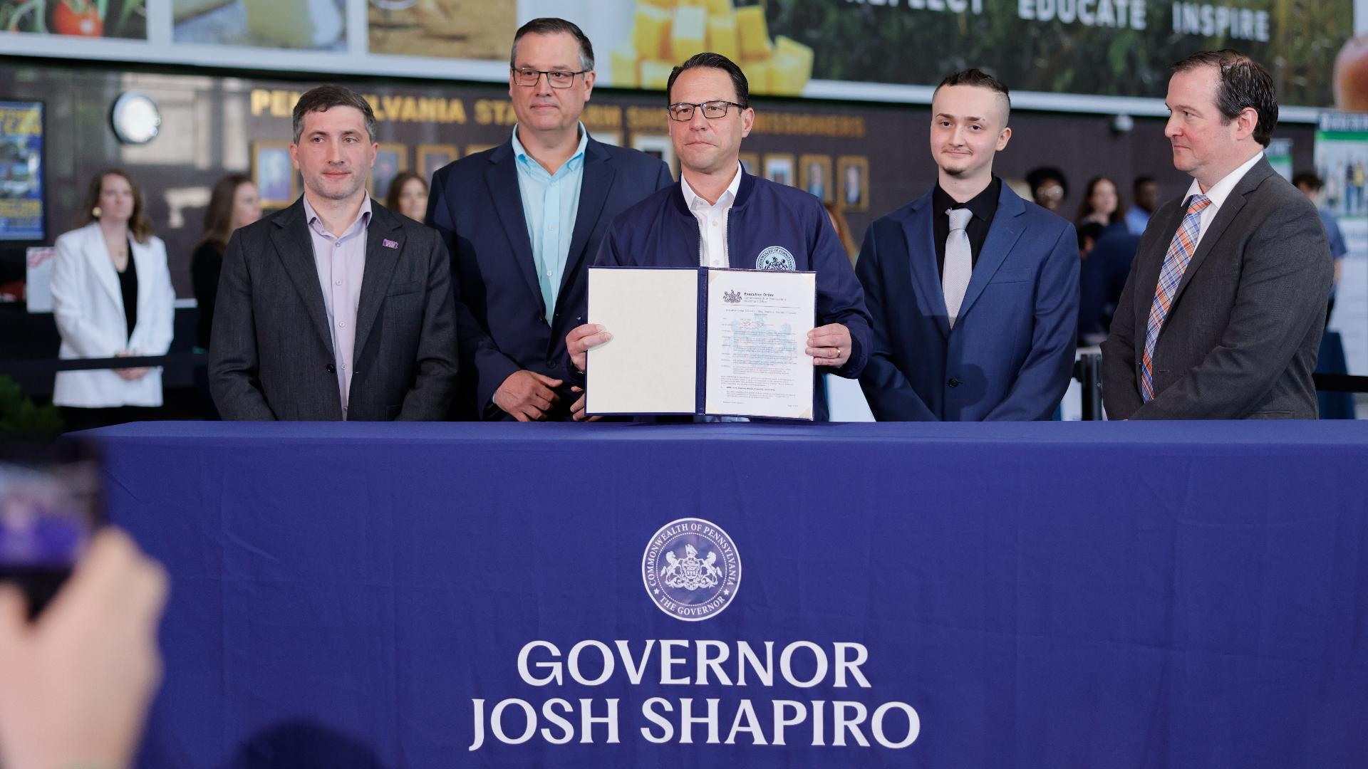 Gov. Josh Shapiro signed the executive order during the Commonwealth Job Fair in Harrisburg on Monday.