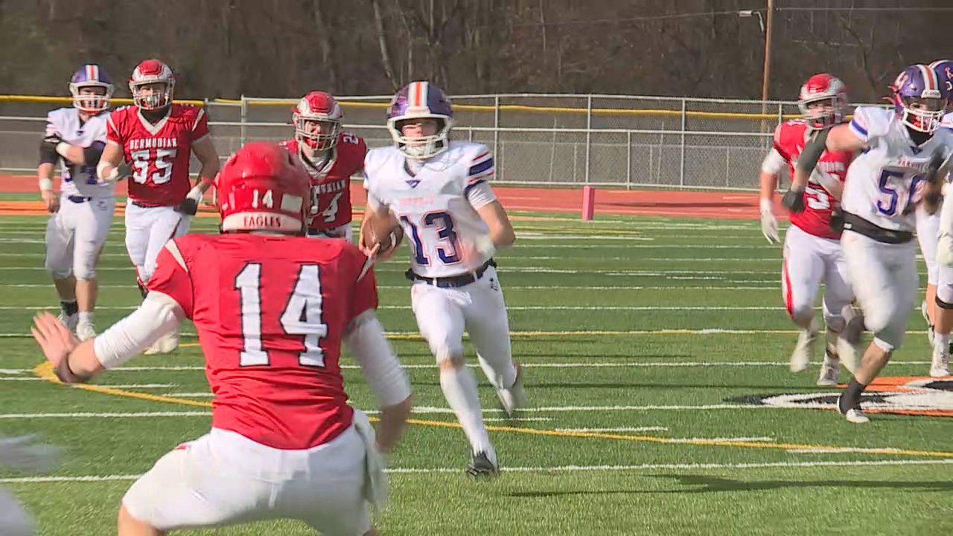 Danville comes away with a convincing 27-7 win over Bermudian Springs to advance to the 3A State Semifinals.