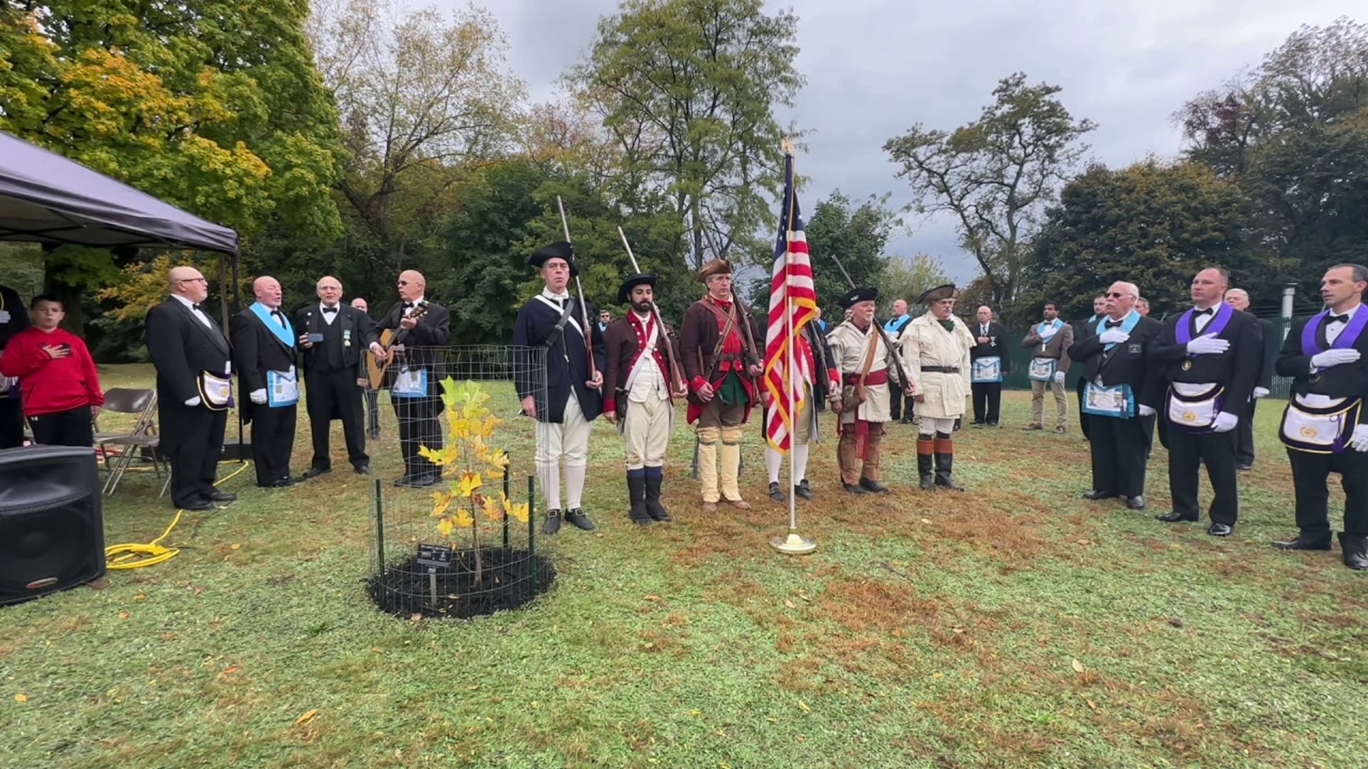 Folks came far and wide to celebrate the planting of a Liberty Tree Saturday at the Wyoming Monument.