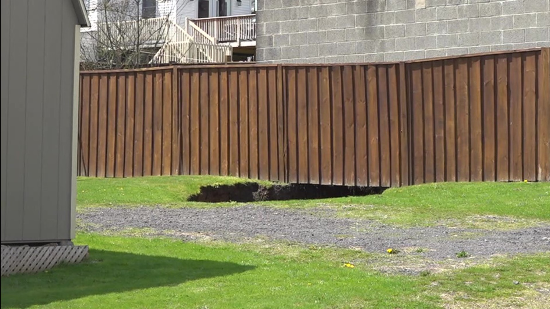 The hole opened on Monday near two homes in Luzerne County.