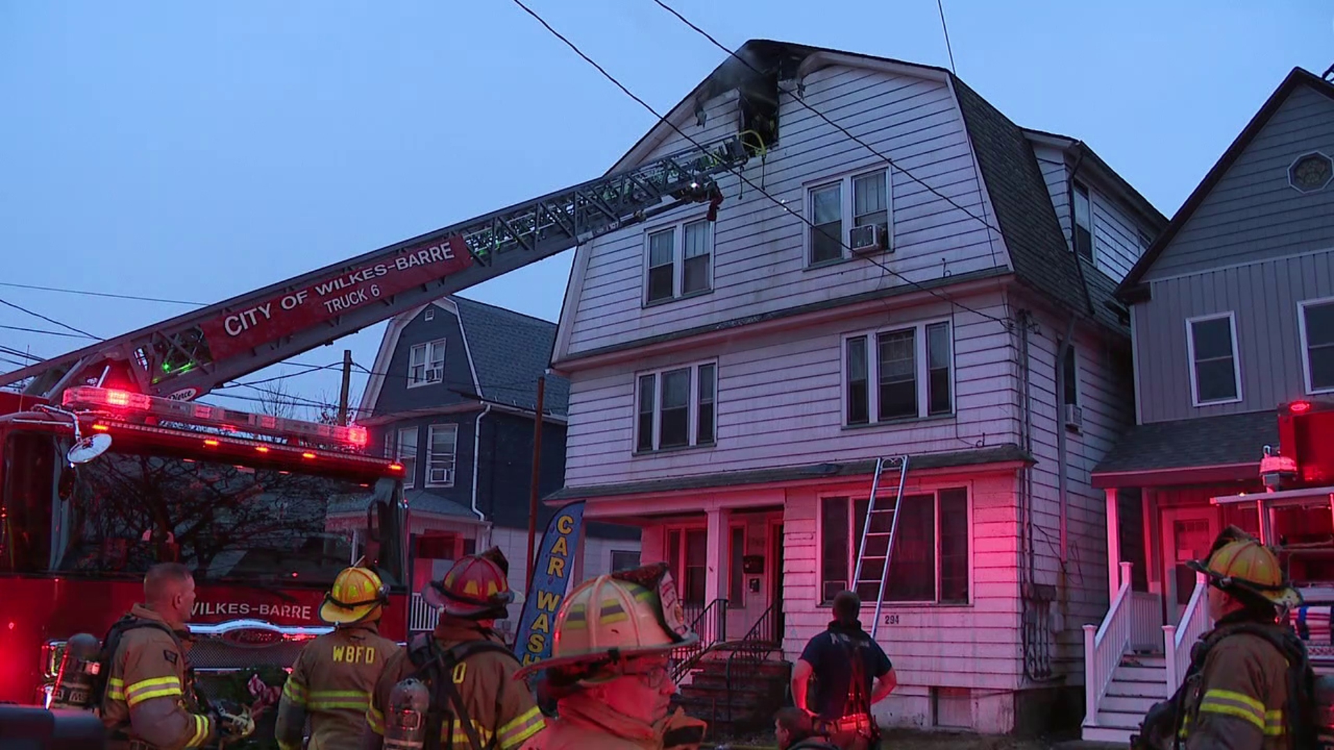 Flames broke out along Carey Avenue in the city just before 4 p.m. Sunday.