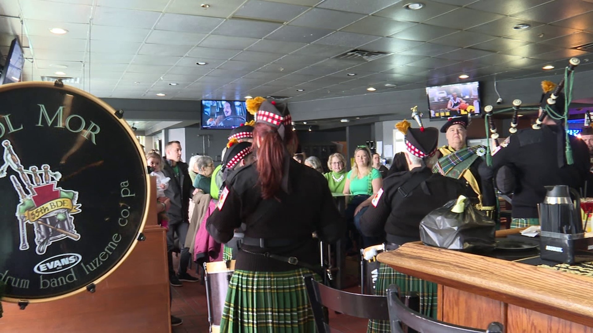 Before marching in the parade a traveling pipe and drum band spread the luck of the Irish around Luzerne County.