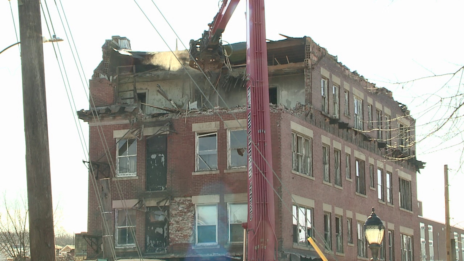 Demolition on the former hotel began Saturday morning in the city.
