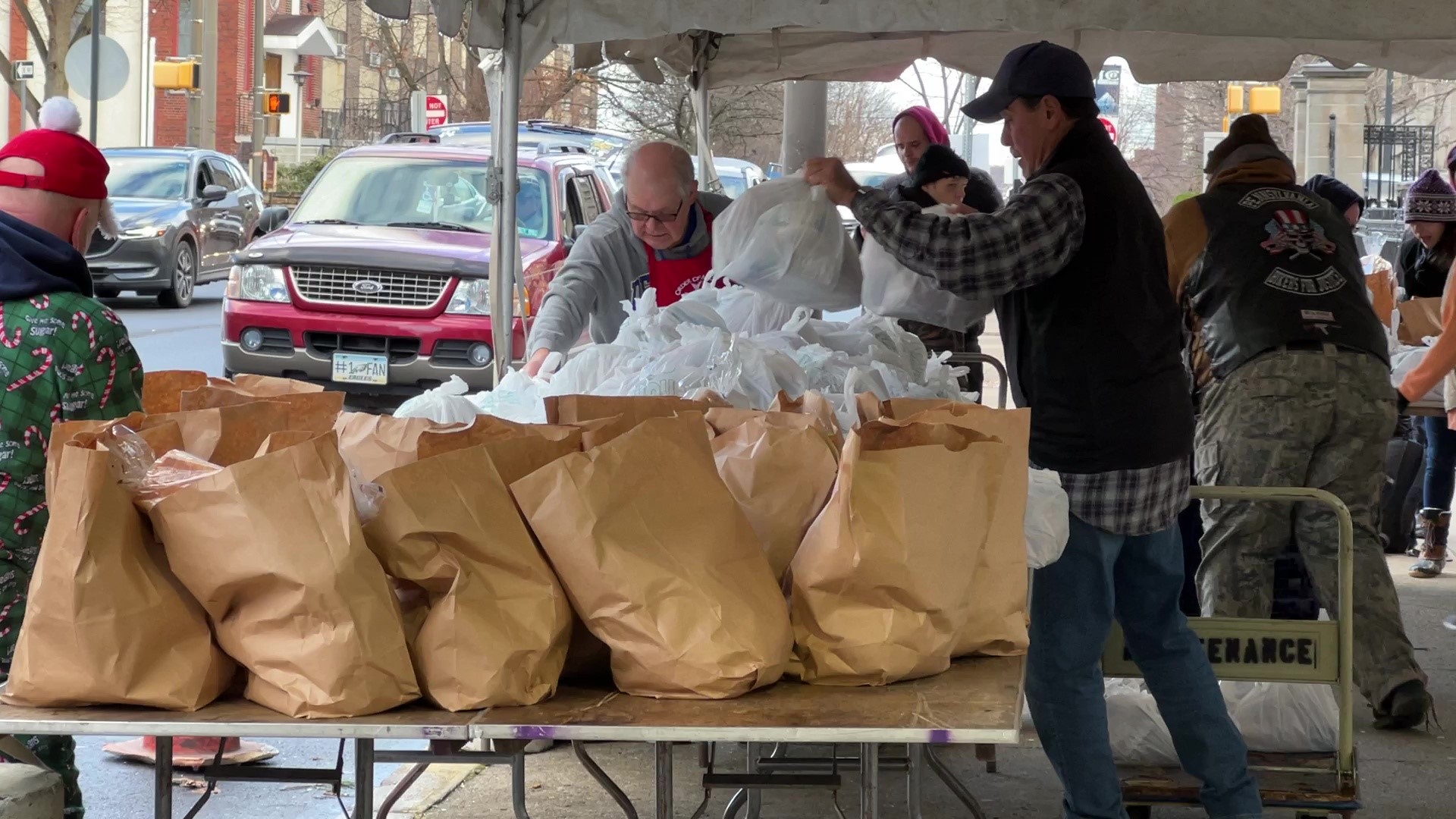 The Friends of the Poor and Family to Family Christmas food distribution took place at the Scranton Cultural Center on Tuesday.