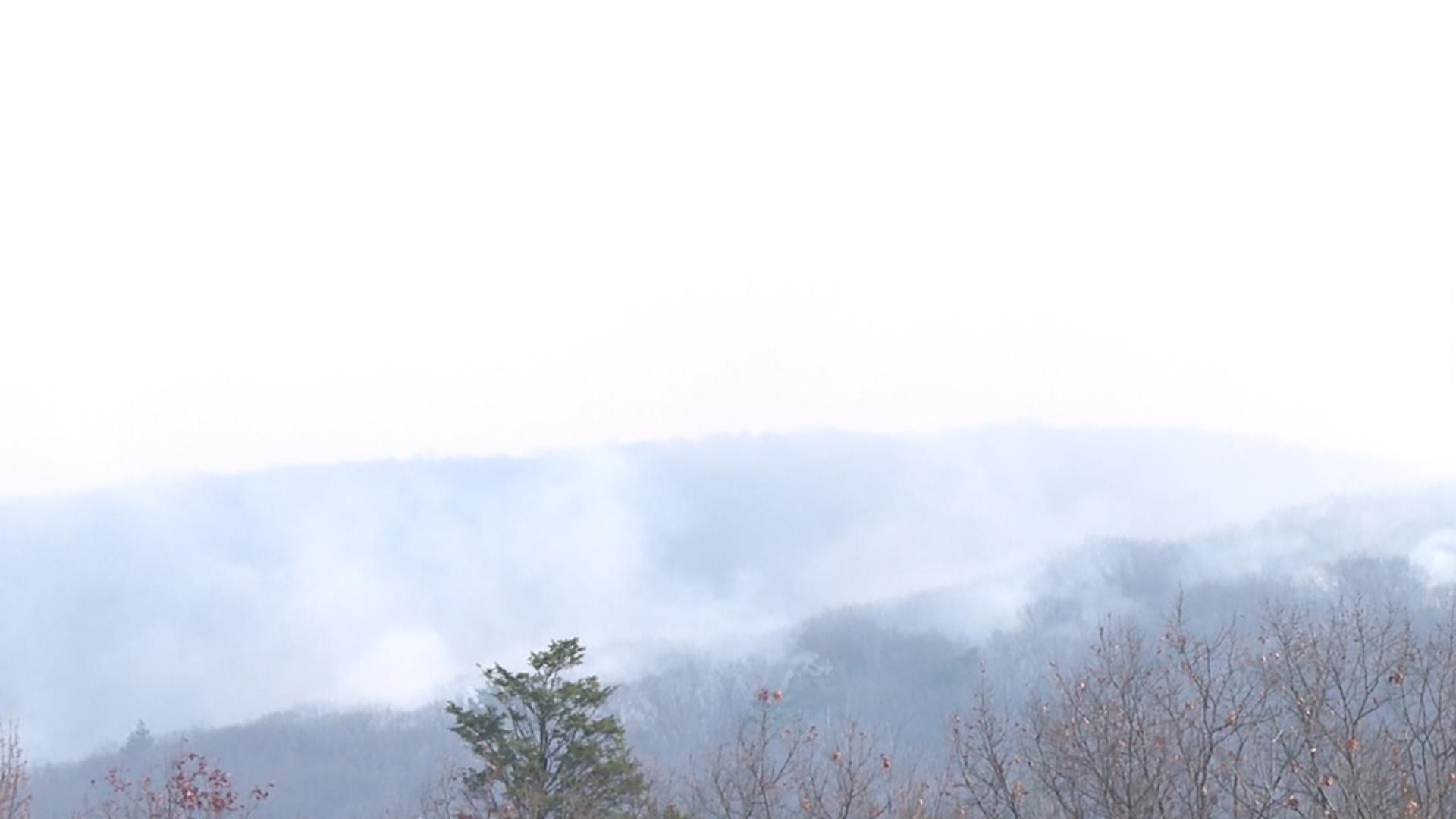 Crews are on the scene of a brush fire on Montage Mountain that sparked early Sunday morning.