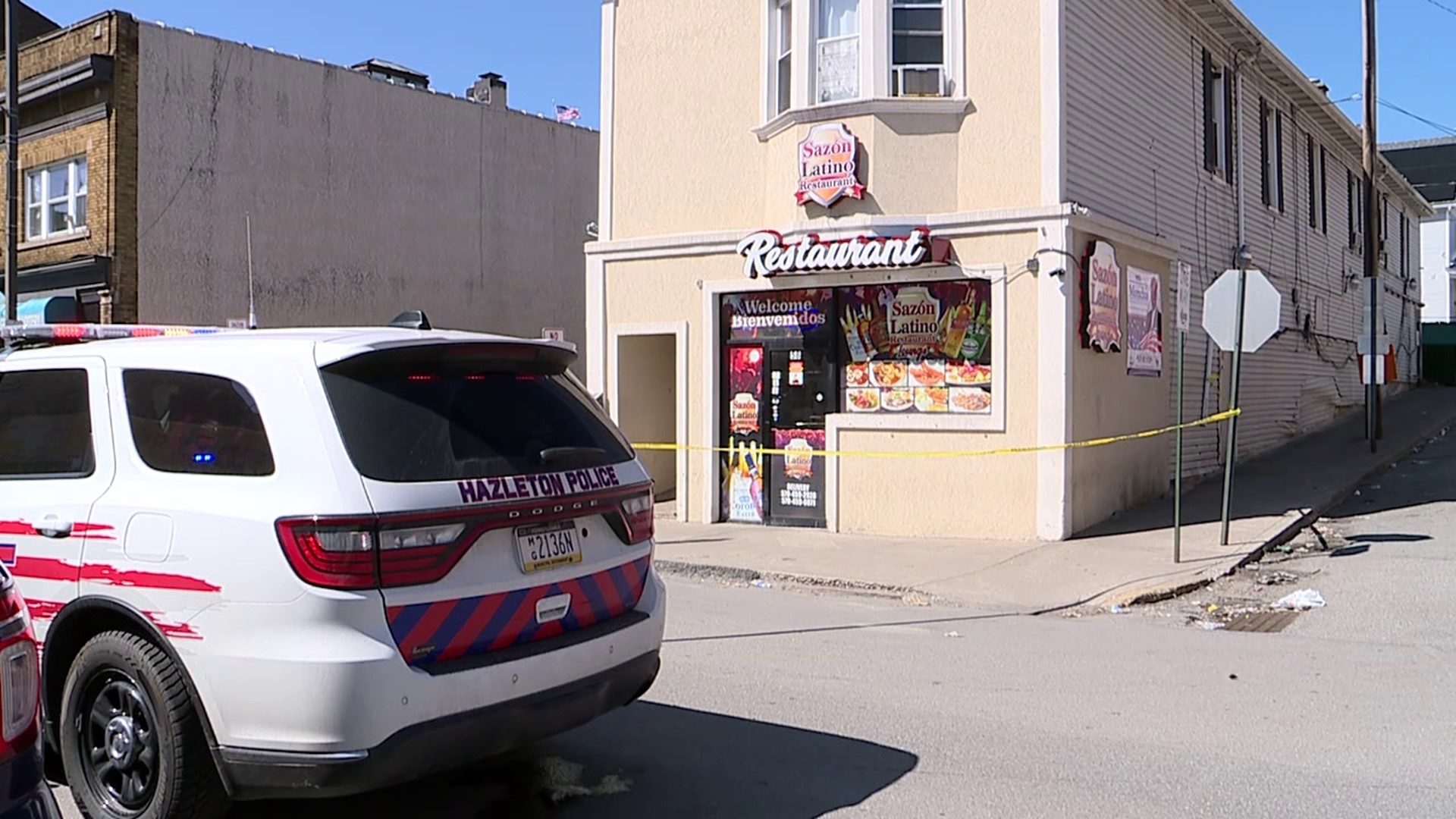 Authorities have not said what led to state and local police in a section of Hazleton Monday morning.