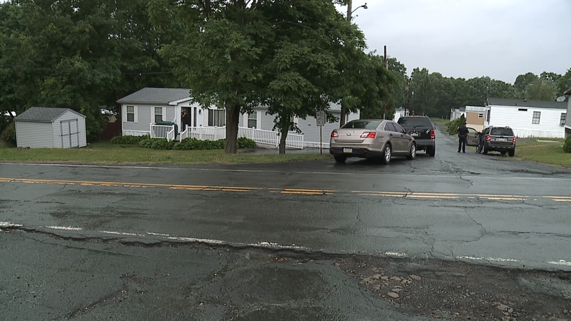 Police surrounded a home at East Mountain Ridge Mobile Home Park in Plains Township.