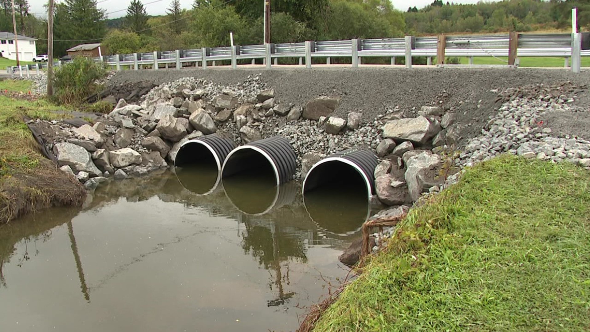 The span was badly damaged by flash flooding a week ago in Newton Township.