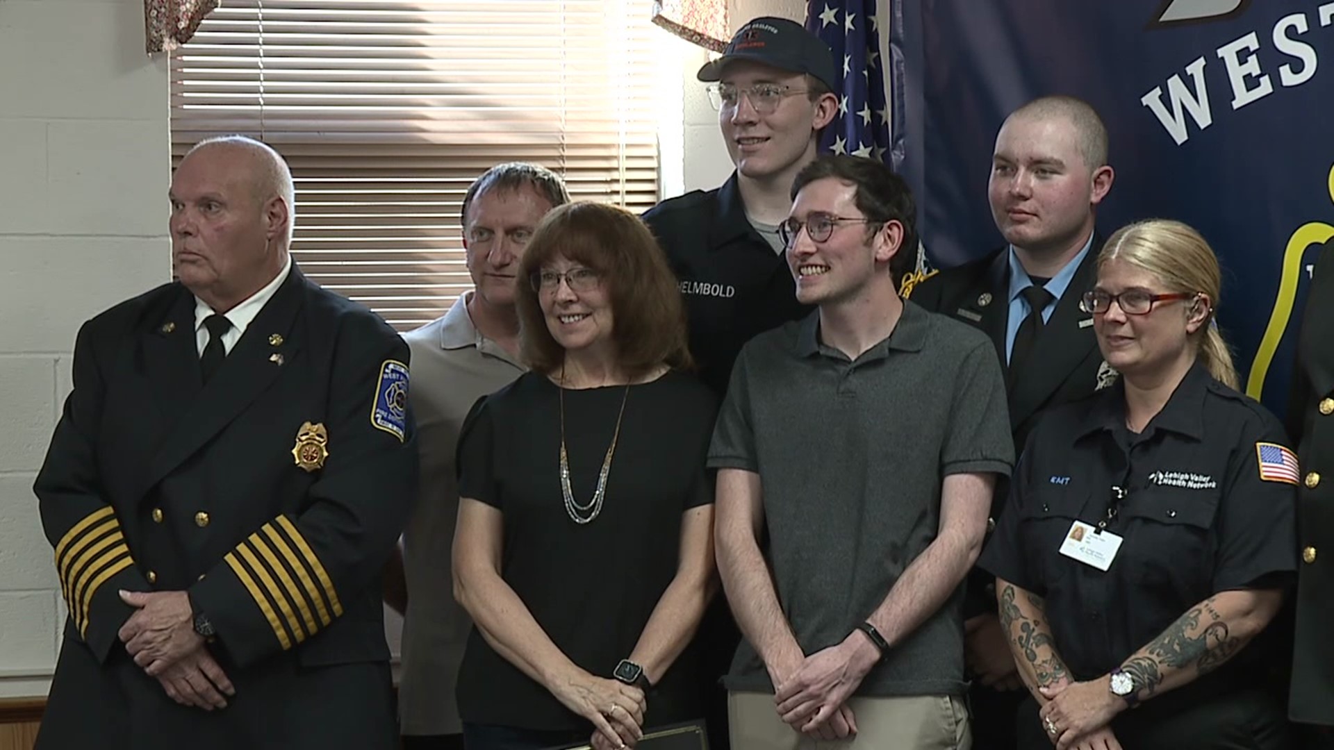 Emergency crews were honored for saving the life of Brian Siroka, who went into cardiac arrest at his home after a run.