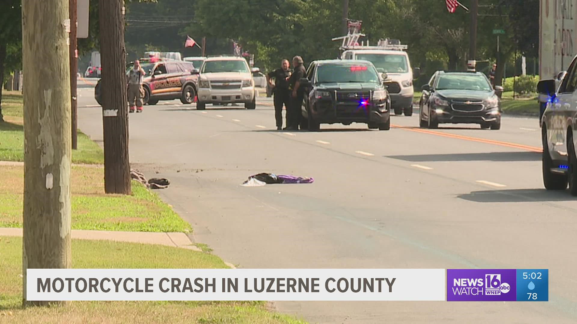 A section of Wyoming Avenue was shut down in one direction for a short time while the crash was cleaned up in Luzerne County.