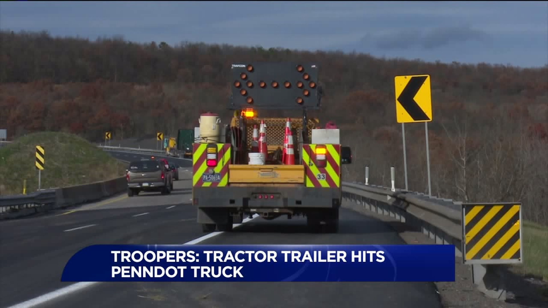 Troopers: Tractor Trailer Hit PennDOT Truck on I-81
