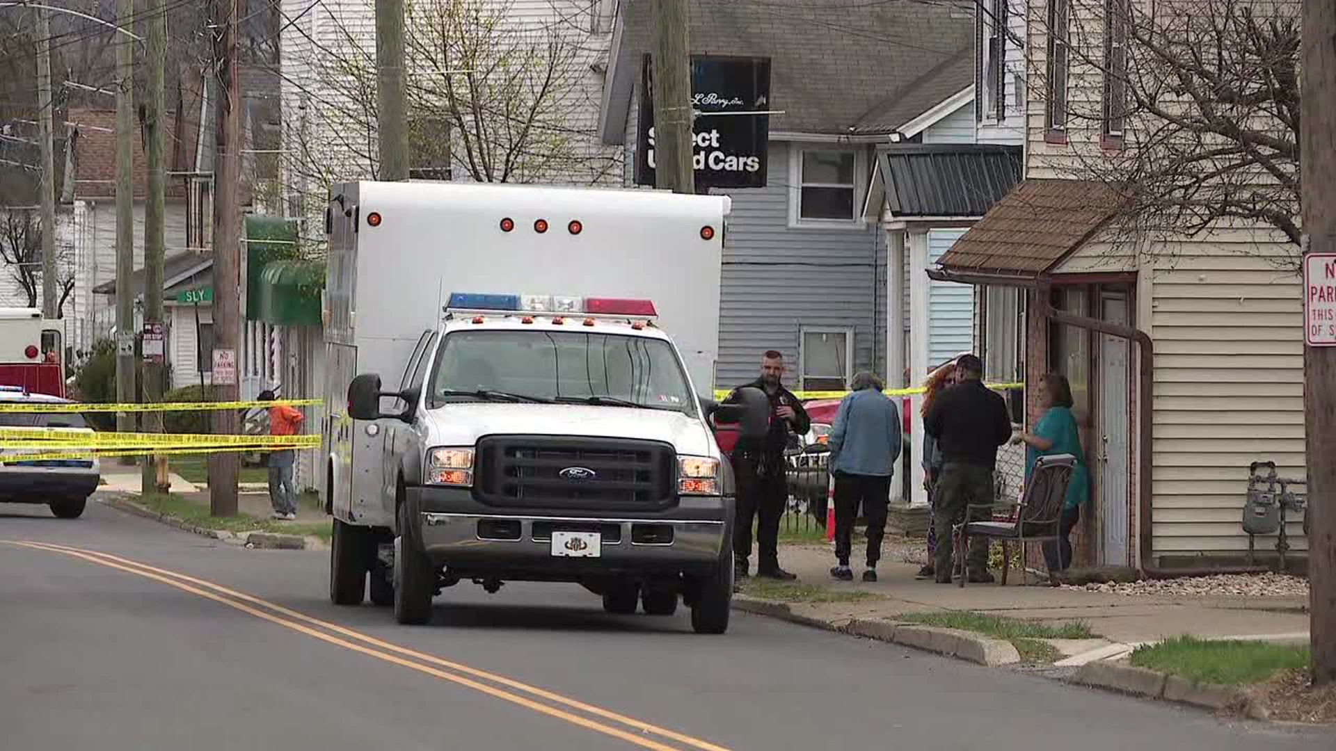 Crews blocked off a scene on Bennett Street in Luzerne Borough on Friday.