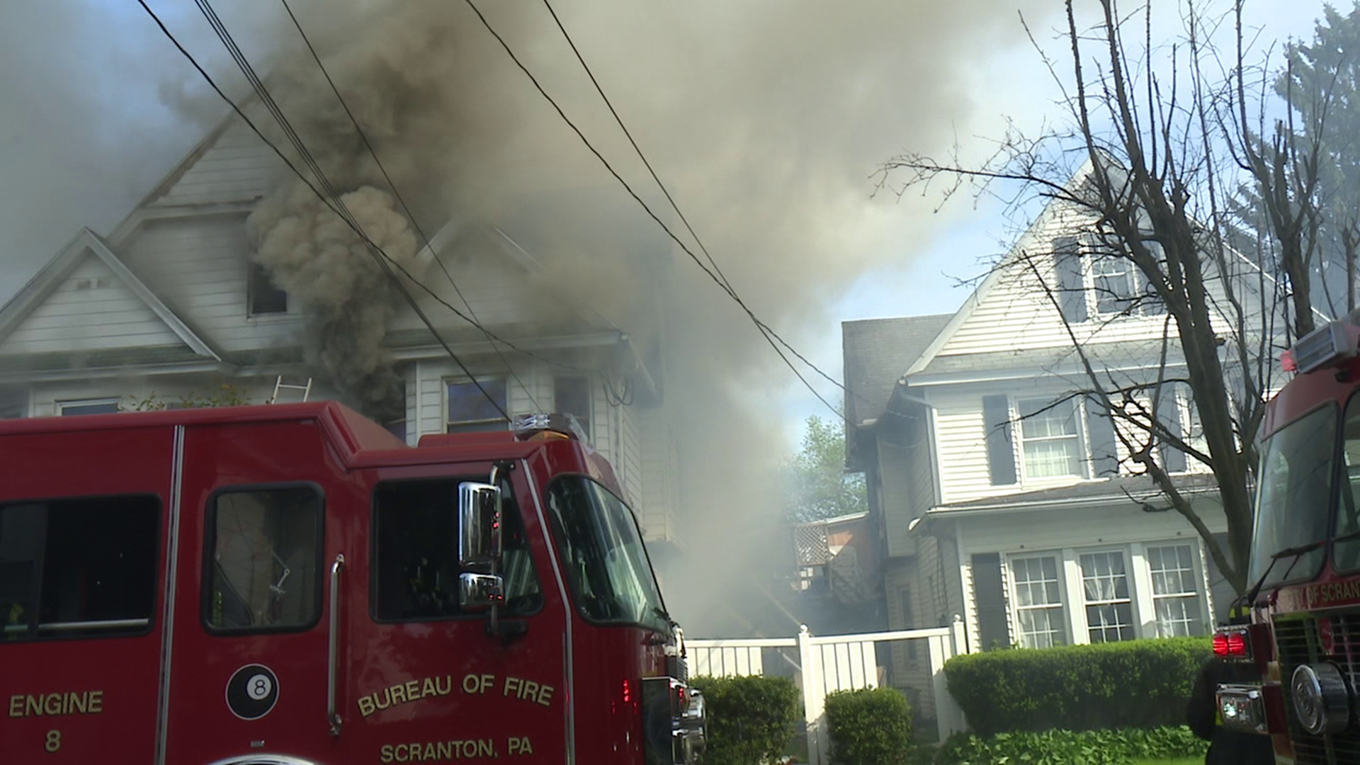 A man had to be saved from the roof of his home in Scranton after flames broke out Sunday afternoon.