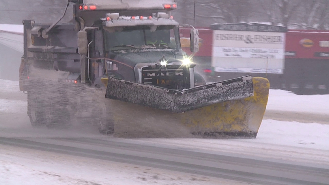 Mount Pocono plow drivers work to clear roads after overnight snowfall