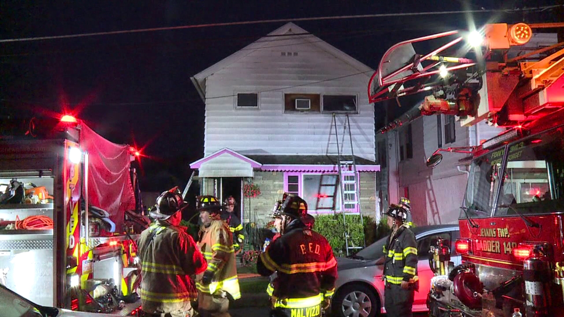 Flames broke out around 5 a.m. along Pine Street in the city.