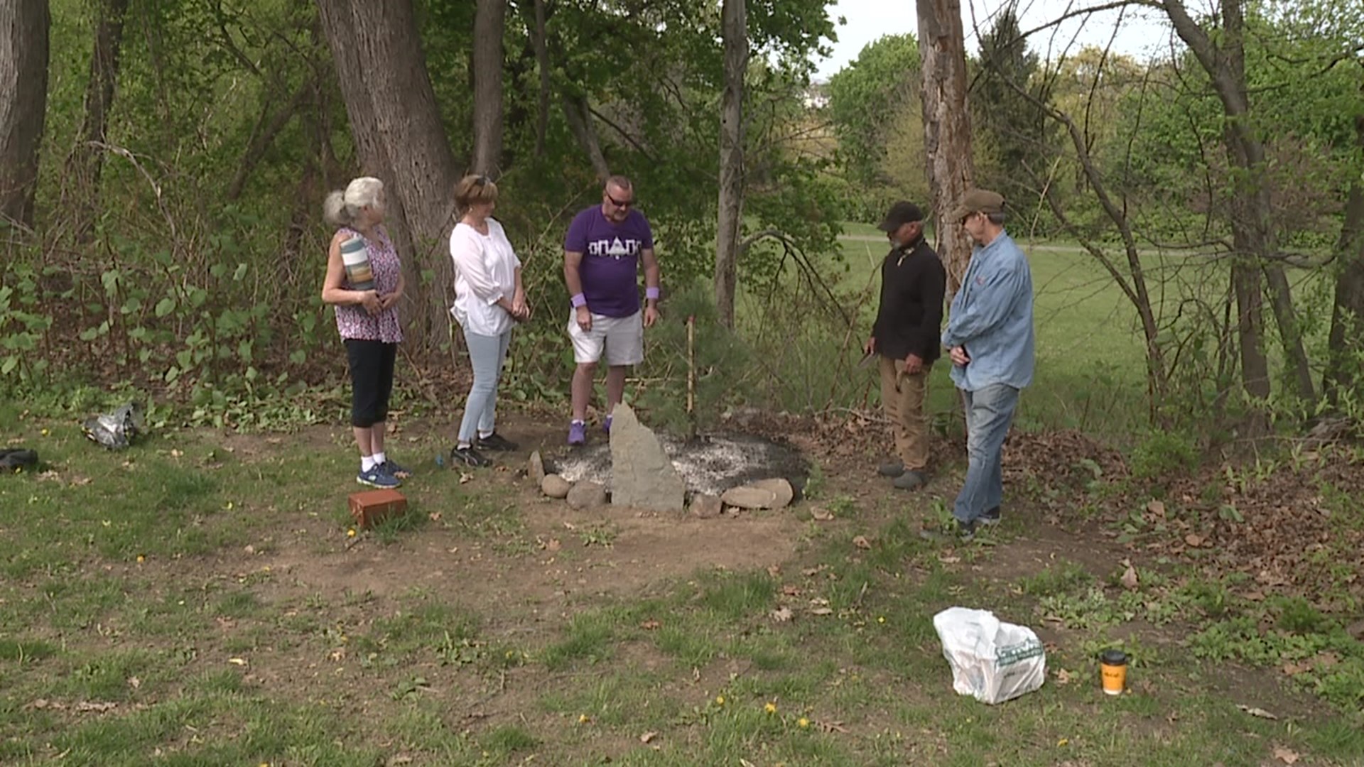 A white pine tree at Nay Aug Park was dedicated in George Lowry's honor.