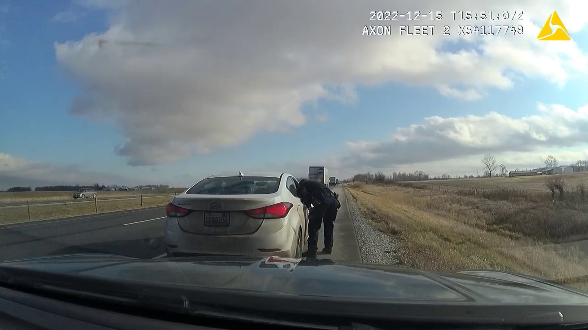 The video shows suspected killer Bryan Kohberger pulled over by police in Indiana in December.