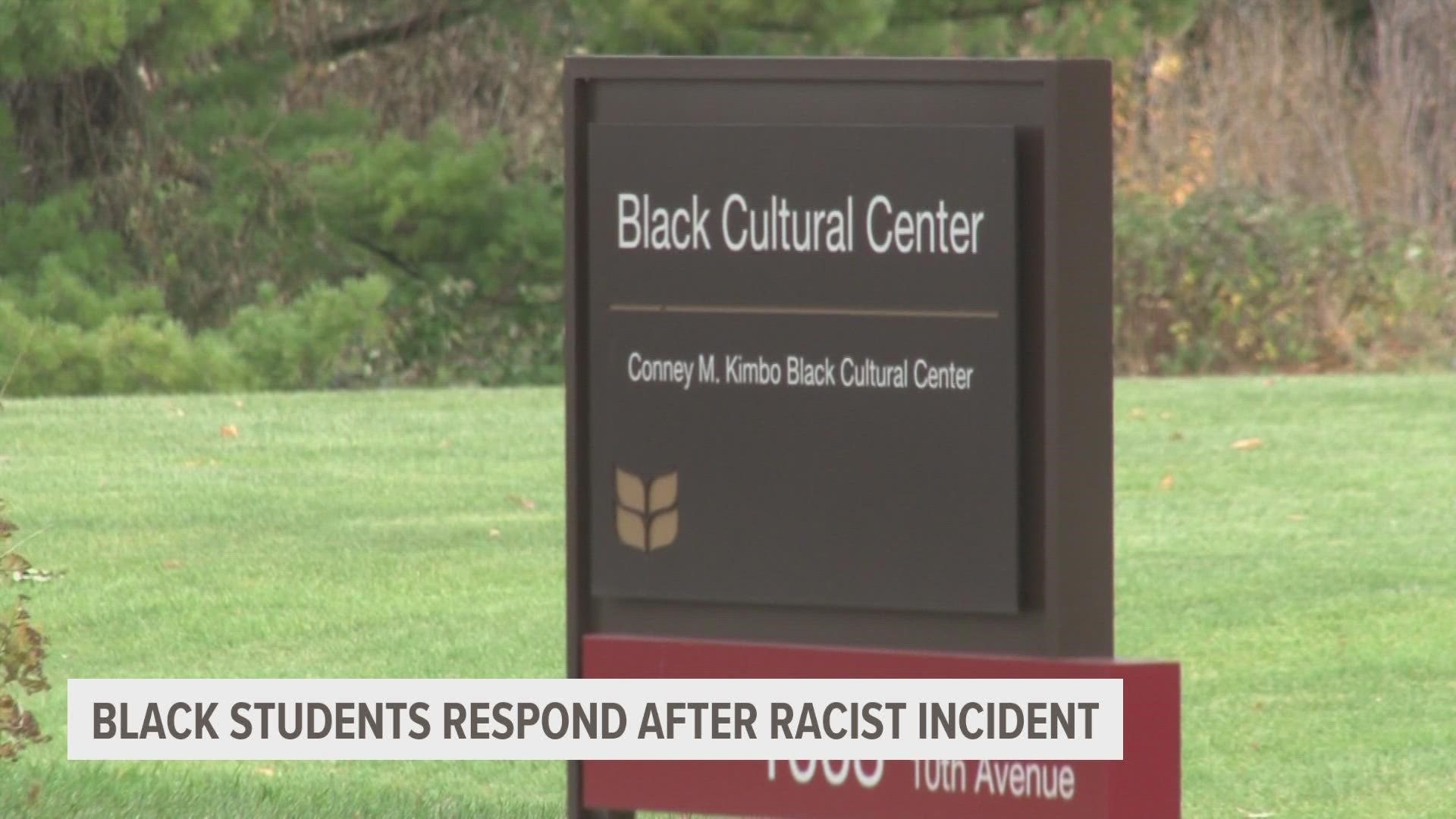More than a dozen cars and a sign at Grinnell College were defaced with KKK, the n-word and slogans such as "Racism 2024".