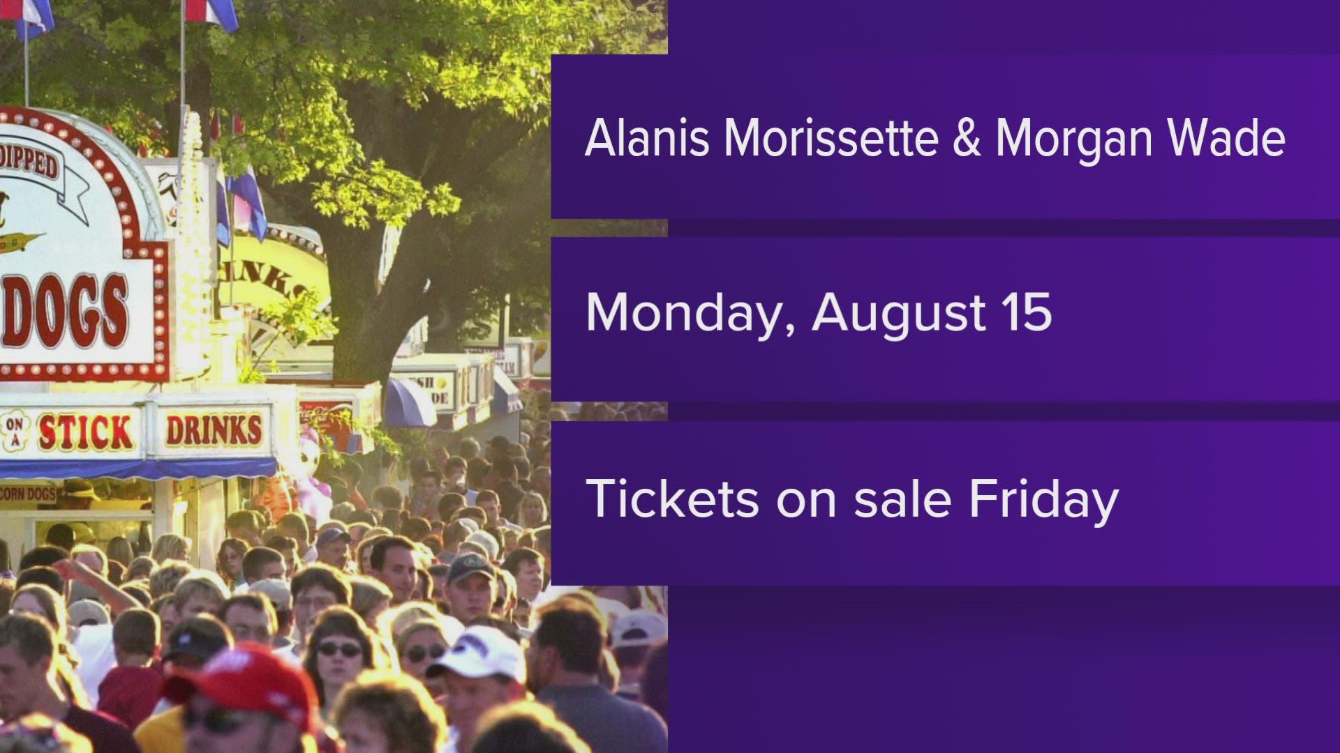 Alanis Morissette is the latest performer announced to play this year's Iowa State Fair. Tickets go on sale at 10 a.m. Friday.