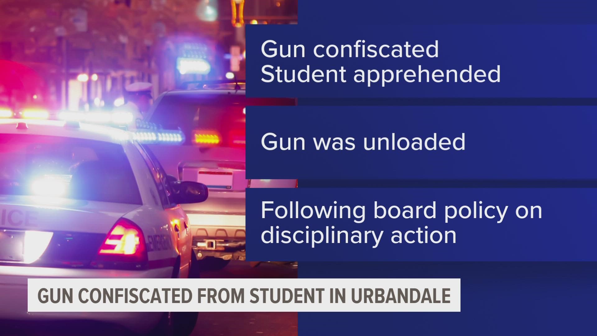 Law enforcement confiscated the gun and apprehended the student shortly after informing administration of the possible situation.