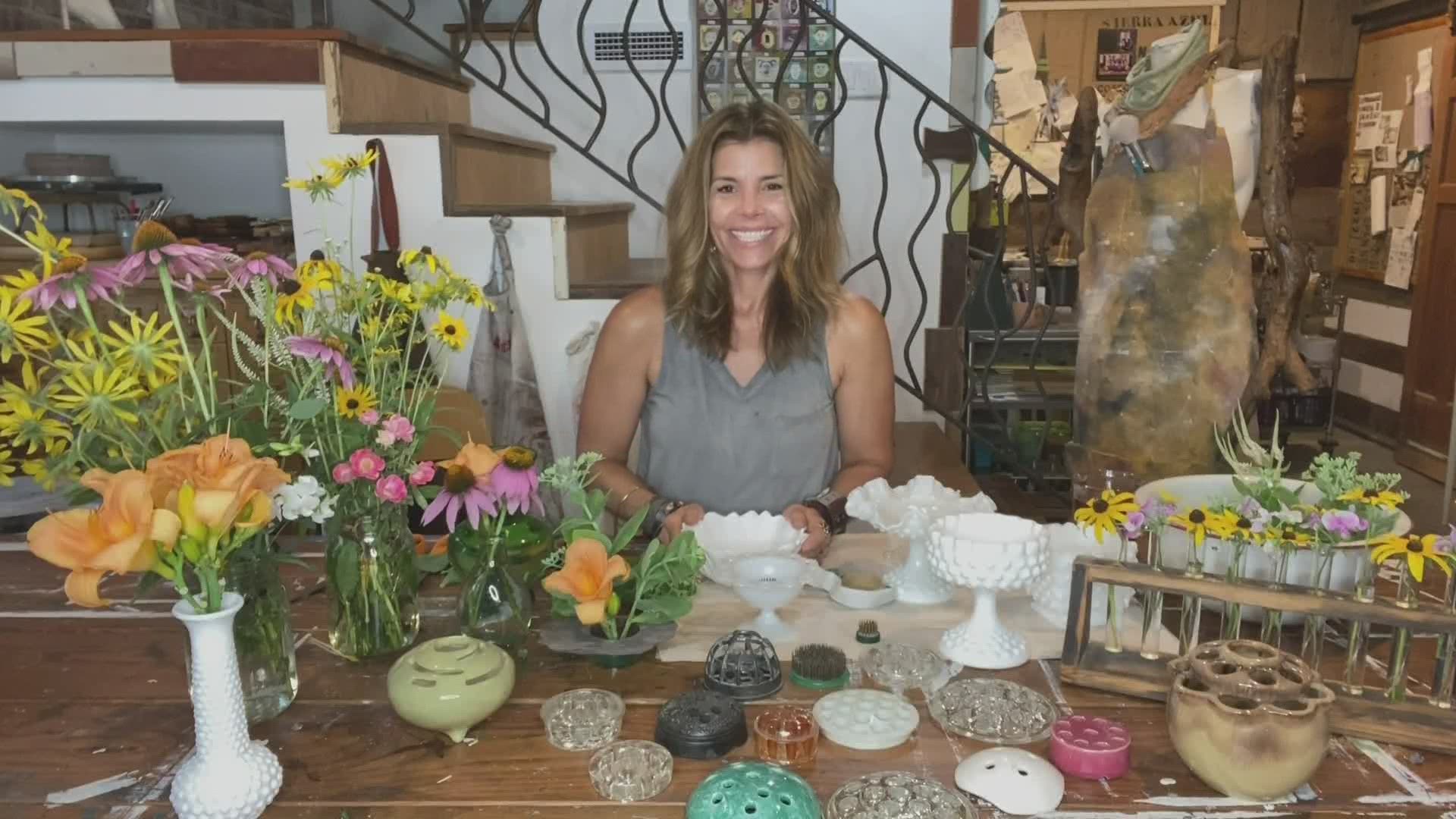 Michele creates flower frogs this morning on ‘Iowa Live’