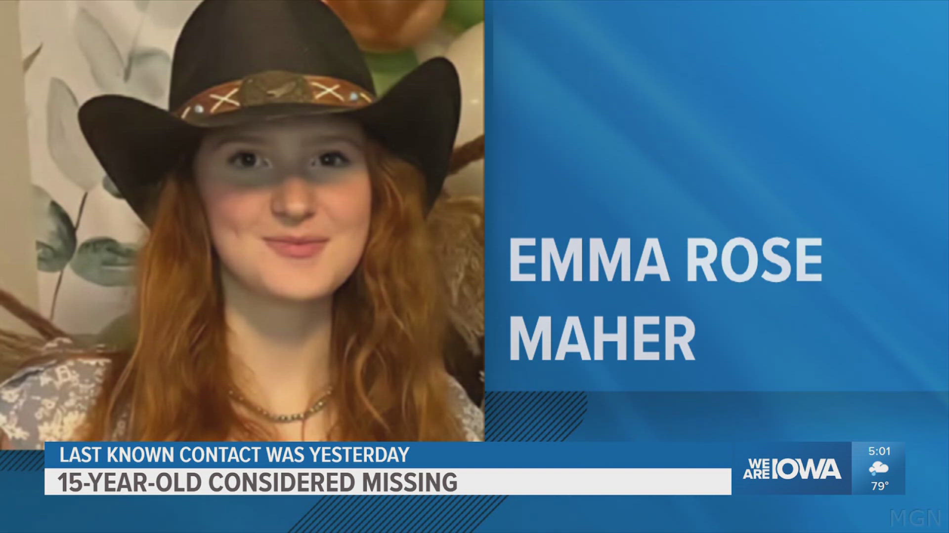 15-year-old Emma Rose Maher is listed at 5'4" and 120 lbs.