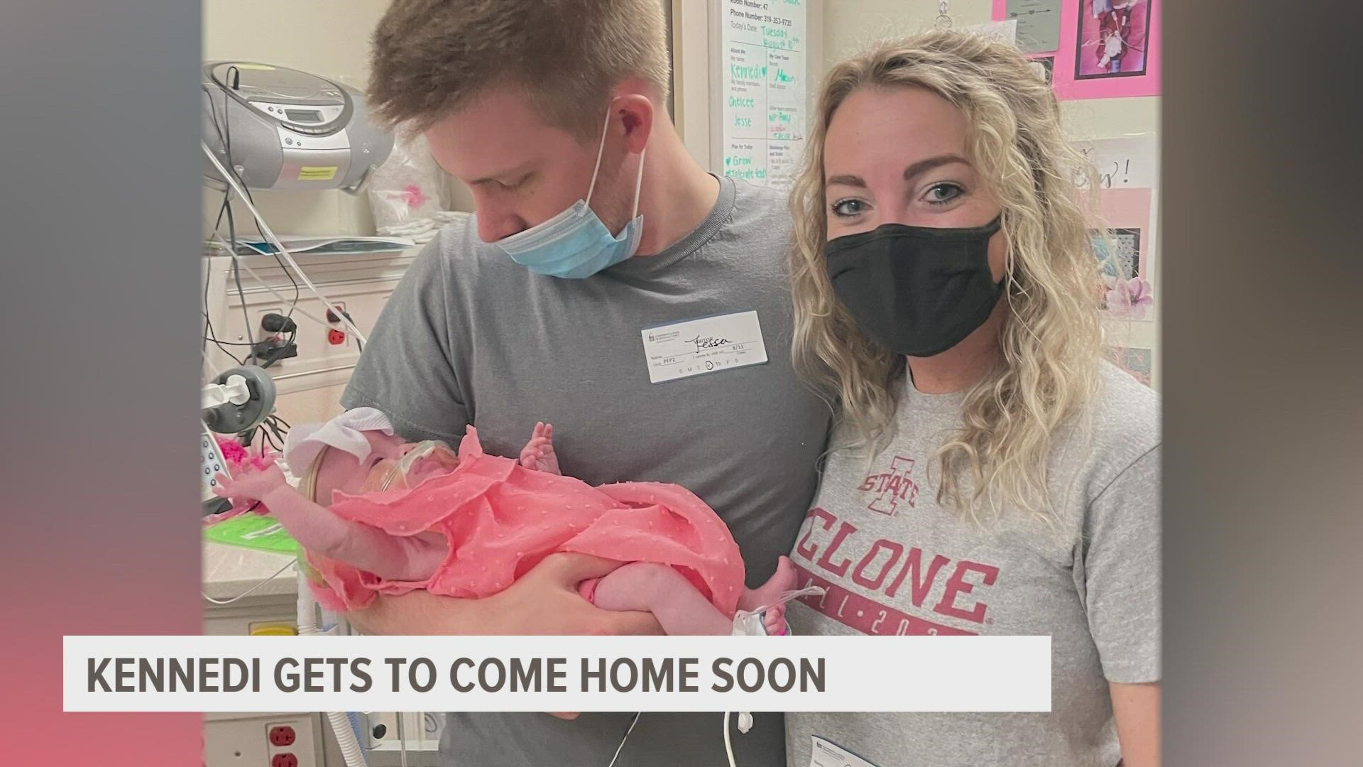 Kennedi's parents Chelcee and Jesse Rathe have spent watching their daughter fight for her life at the University of Iowa Hospital.