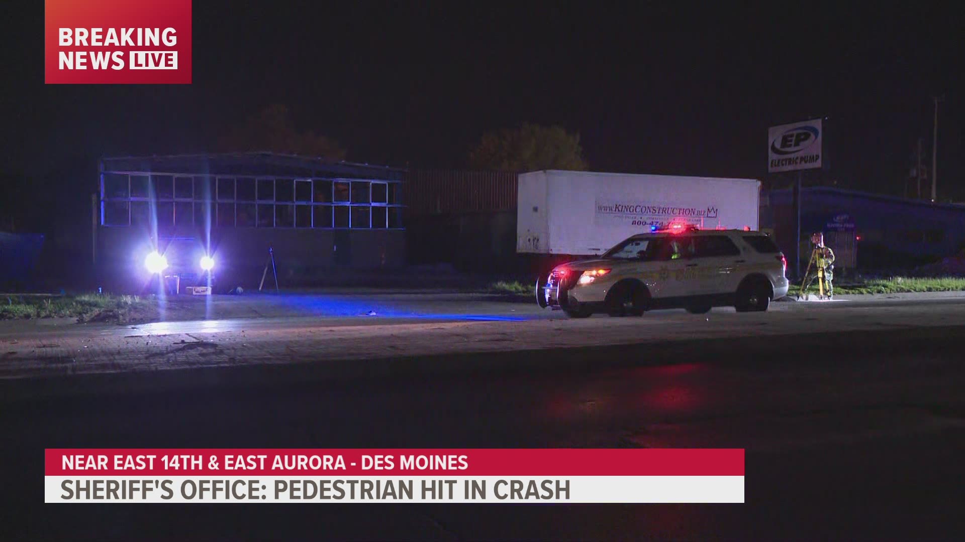 The accident happened at E 14th Street and Aurora Avenue in Des Moines. The area is closed off.