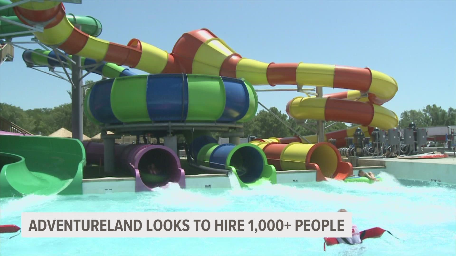 The amusement park said new hires ages 16 and up can make up to $15 per hour.