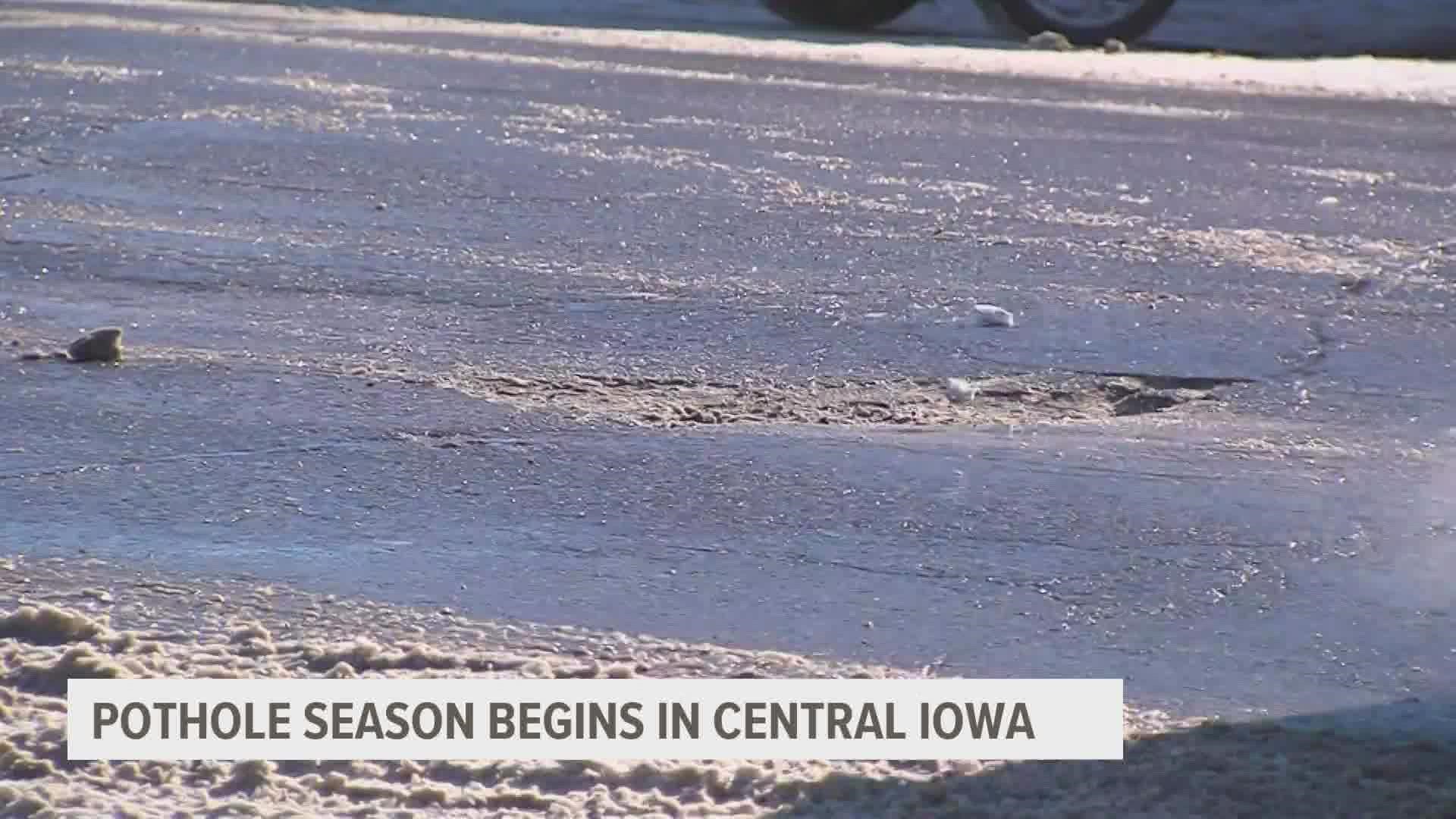 With warmer temperatures and melting snow comes one of Iowa drivers' worst nightmares: potholes.