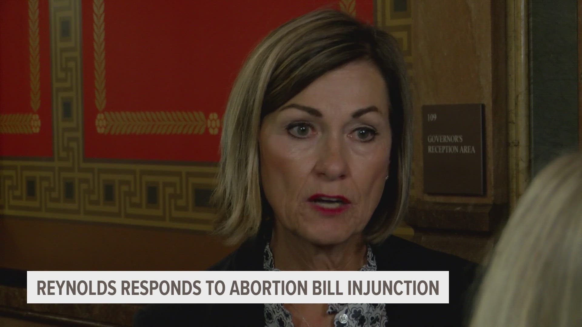 Gov. Kim Reynolds spoke about the injunction on her latest abortion ban, government realignment efforts and criticism from former President Trump Tuesday.