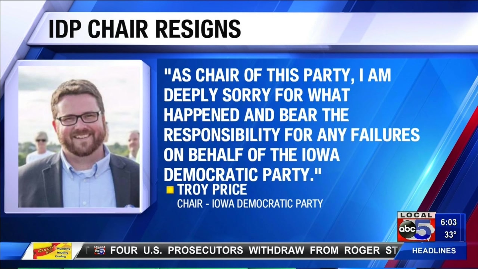 Iowa Democratic Party chair Troy Price resigns following caucus chaos