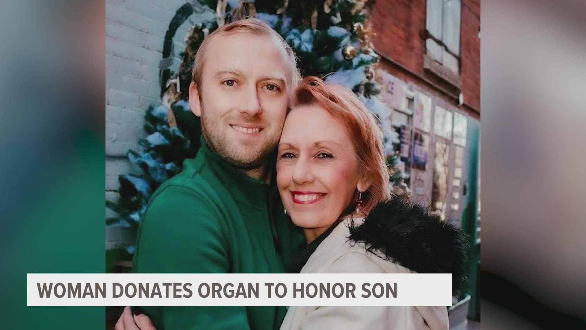 A woman whose son died of colon cancer decided to honor him by donating her kidney. It was her way of making sure another person had a better quality of life.