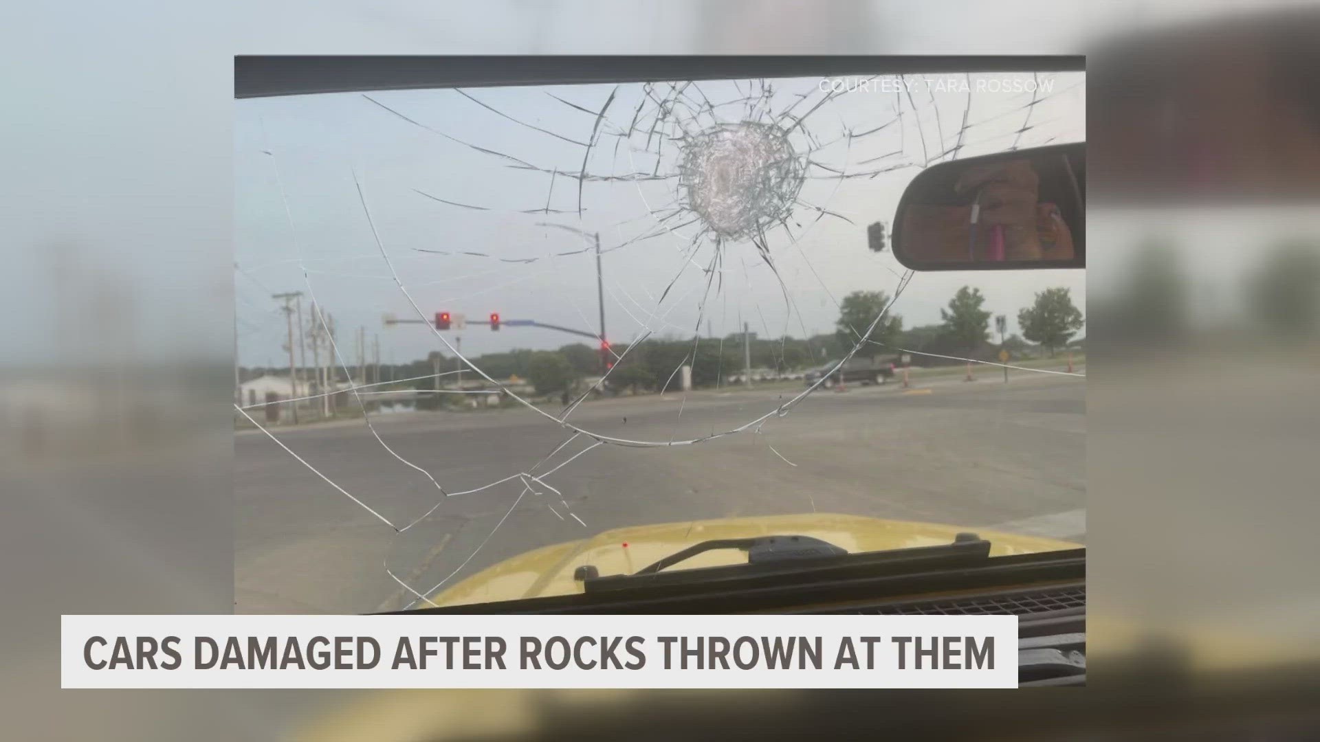 Multiple people reported that their cars were hit by rocks or chunks of cement while driving on Grand Avenue in downtown Des Moines.