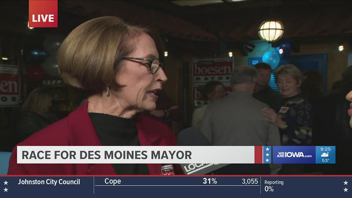 Connie Boesen celebrates Des Moines mayoral election win