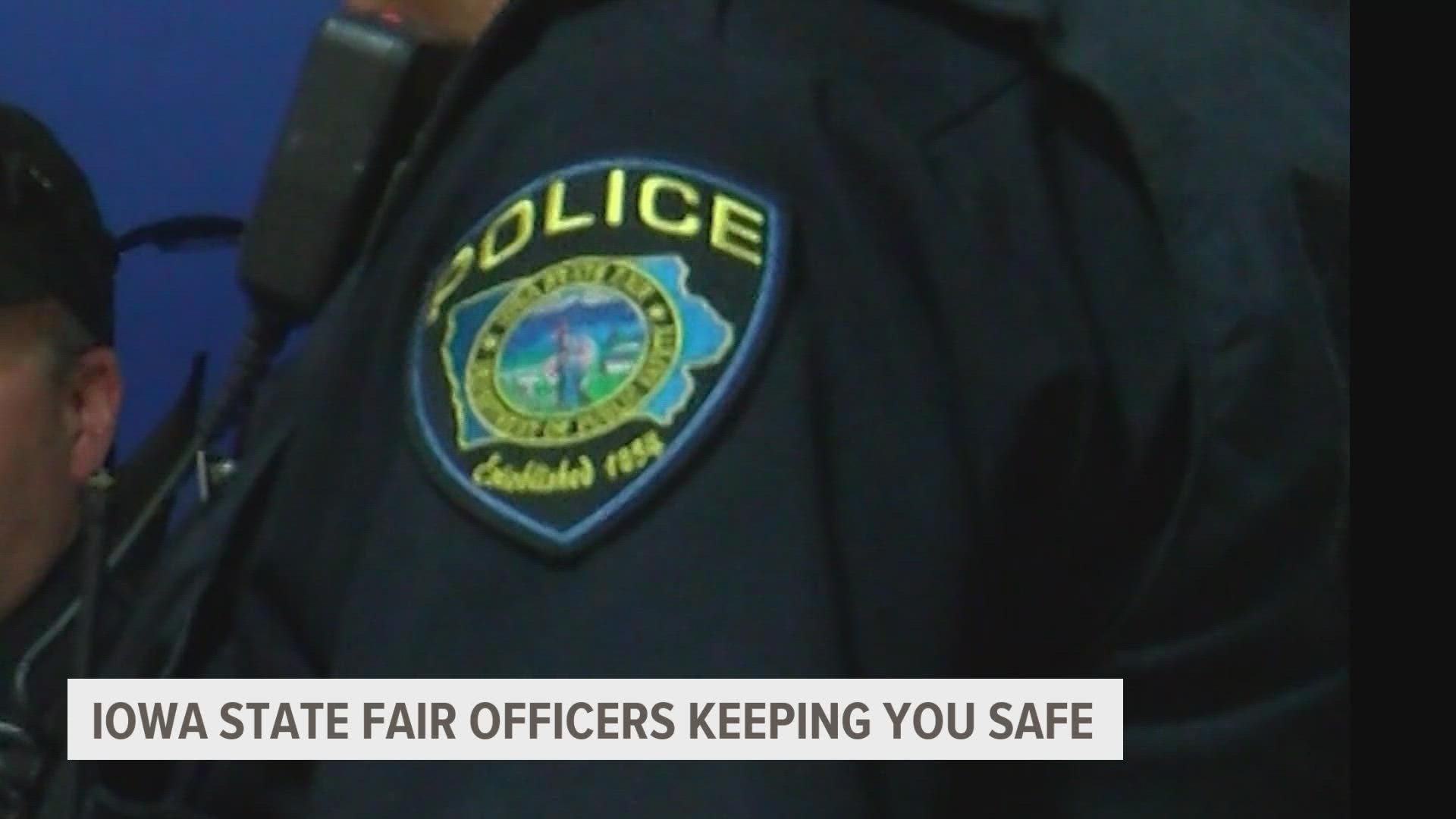 The Iowa State Fair Police Department keeps a watchful eye on the fairgrounds, 24/7. This includes patrolling at all hours and checking multiple security cameras.