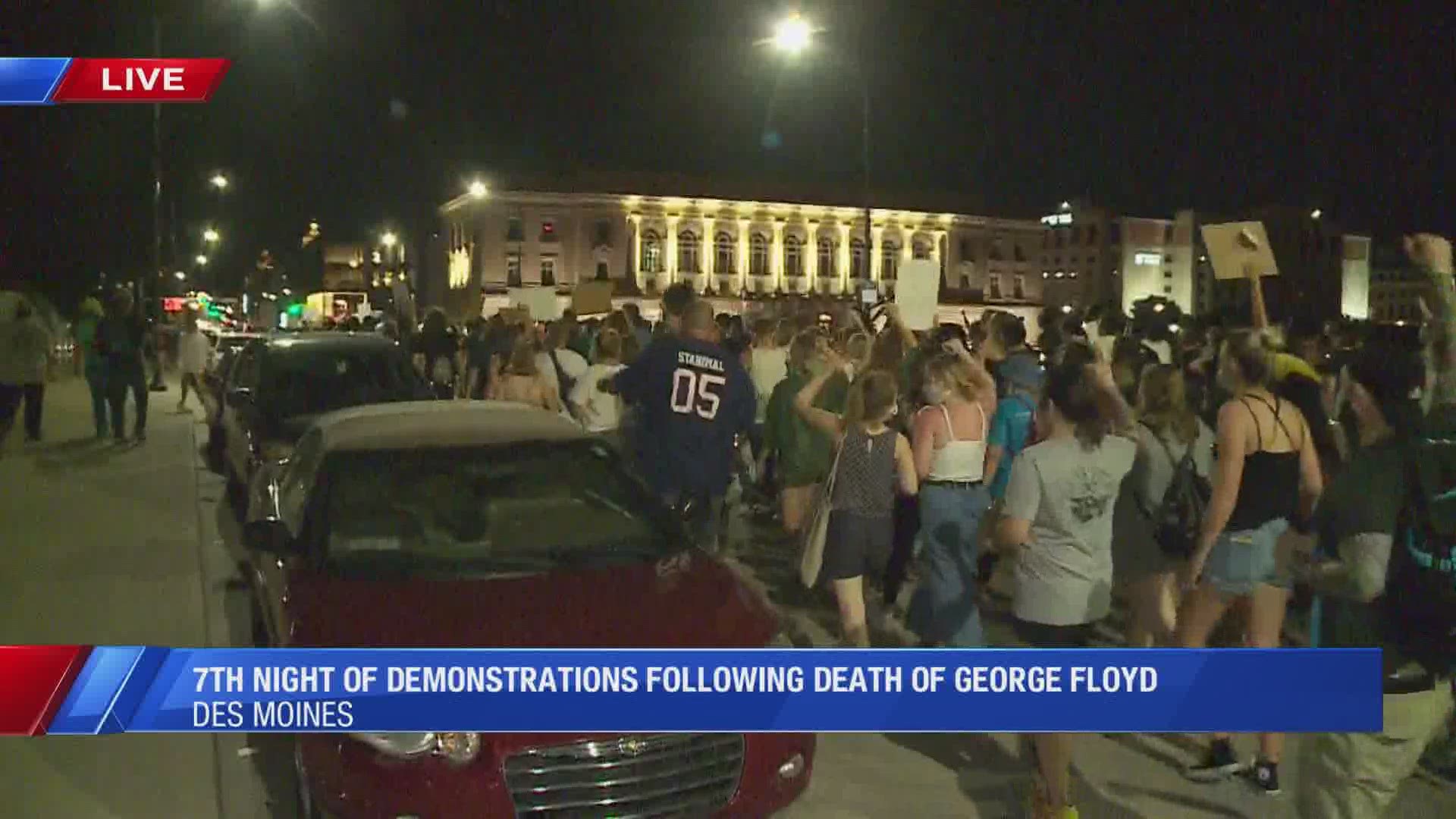 Demonstrations continue in Des Moines for seventh straight day