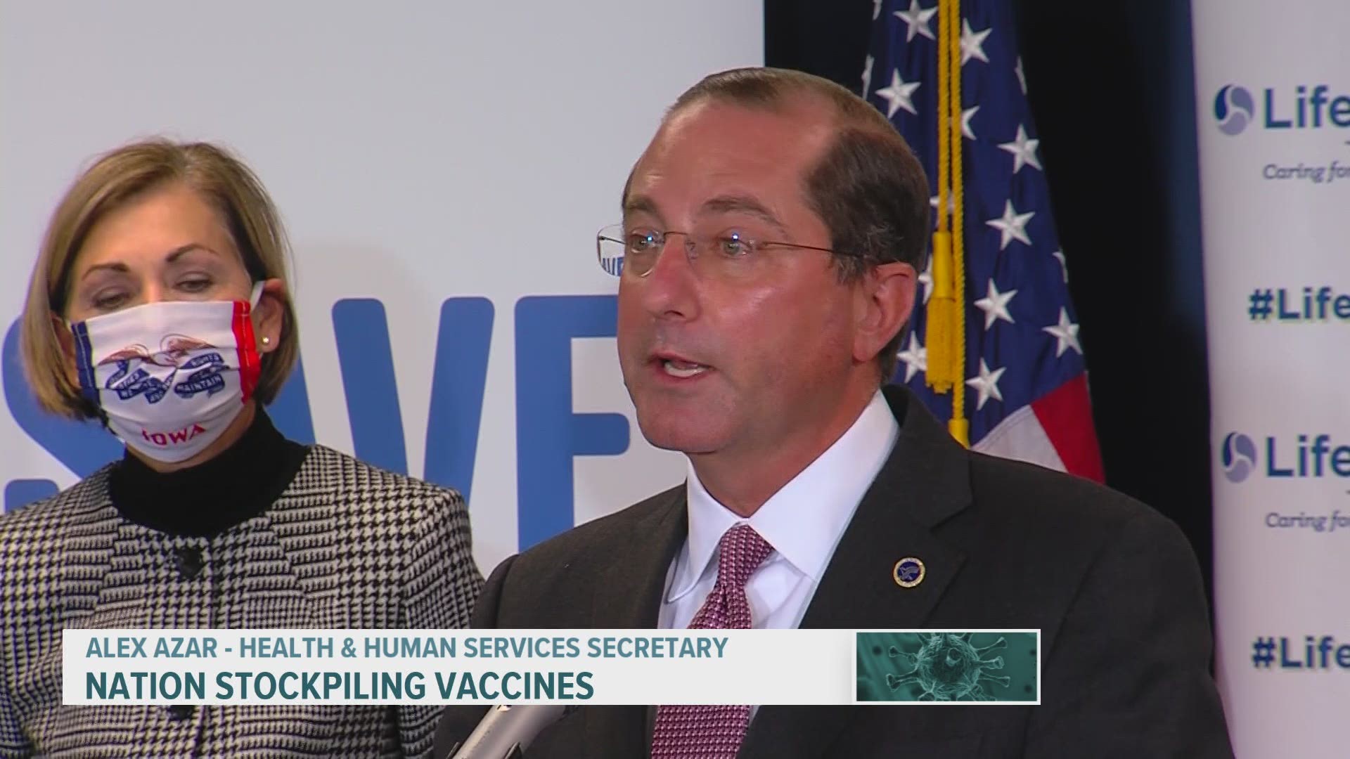 U.S. Health and Human Services Secretary Alex Azar visited Iowa Thursday to discuss the preparation of COVID-19 vaccines.
