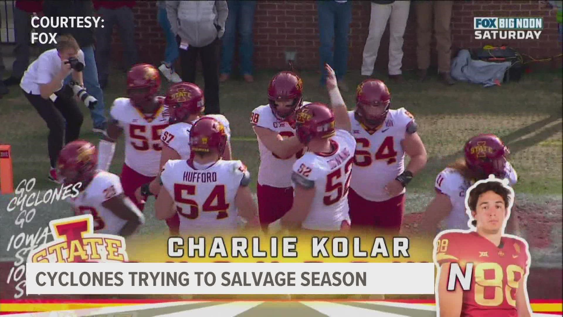The Cyclones' Charlie Kolar had career highs of 12 catches and 152 yards.