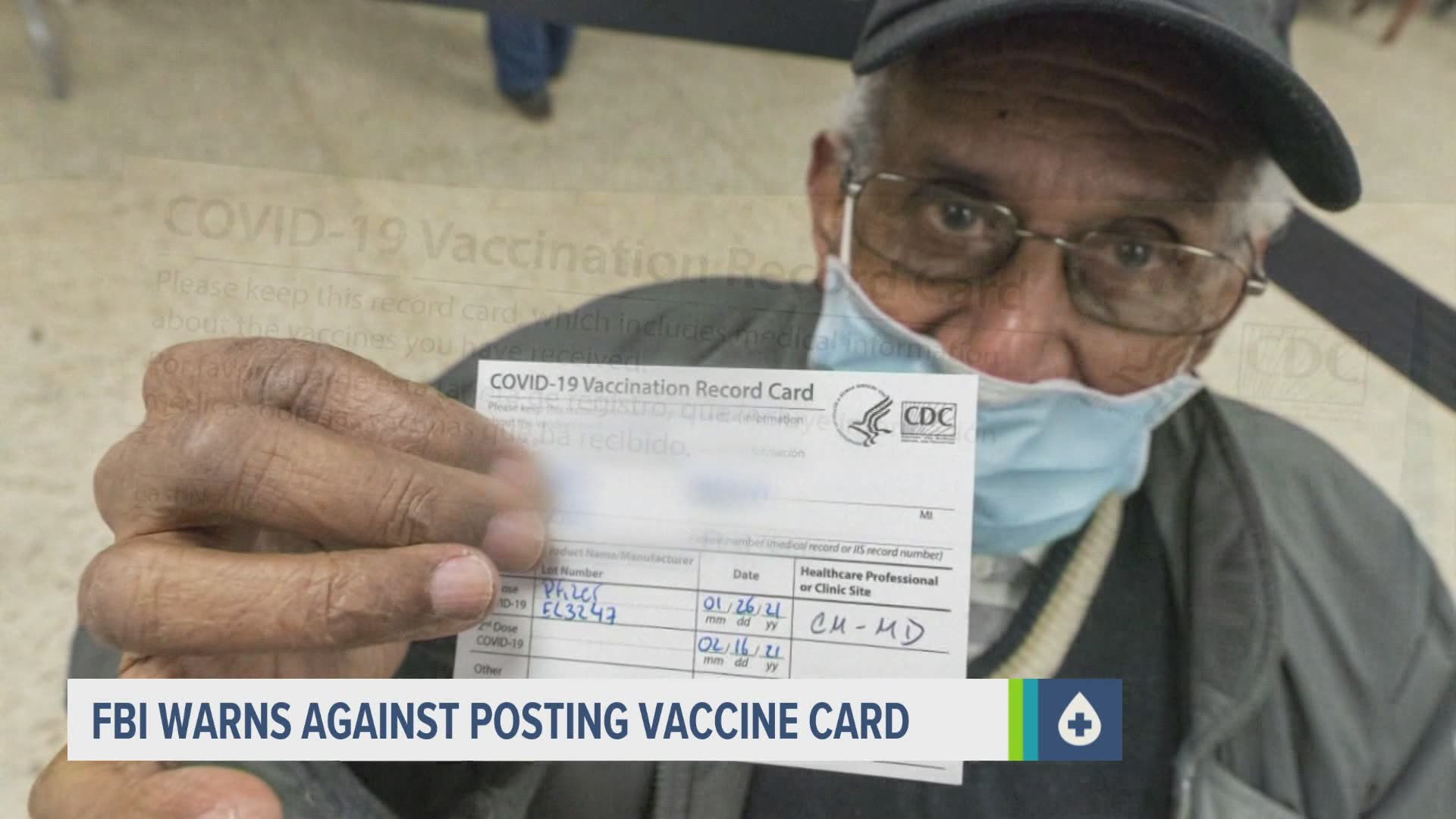 The FBI says many folks are receiving emails and tests post-vaccination to fill out a survey for cash. This isn't true. They're also warning of fake vaccine cards.
