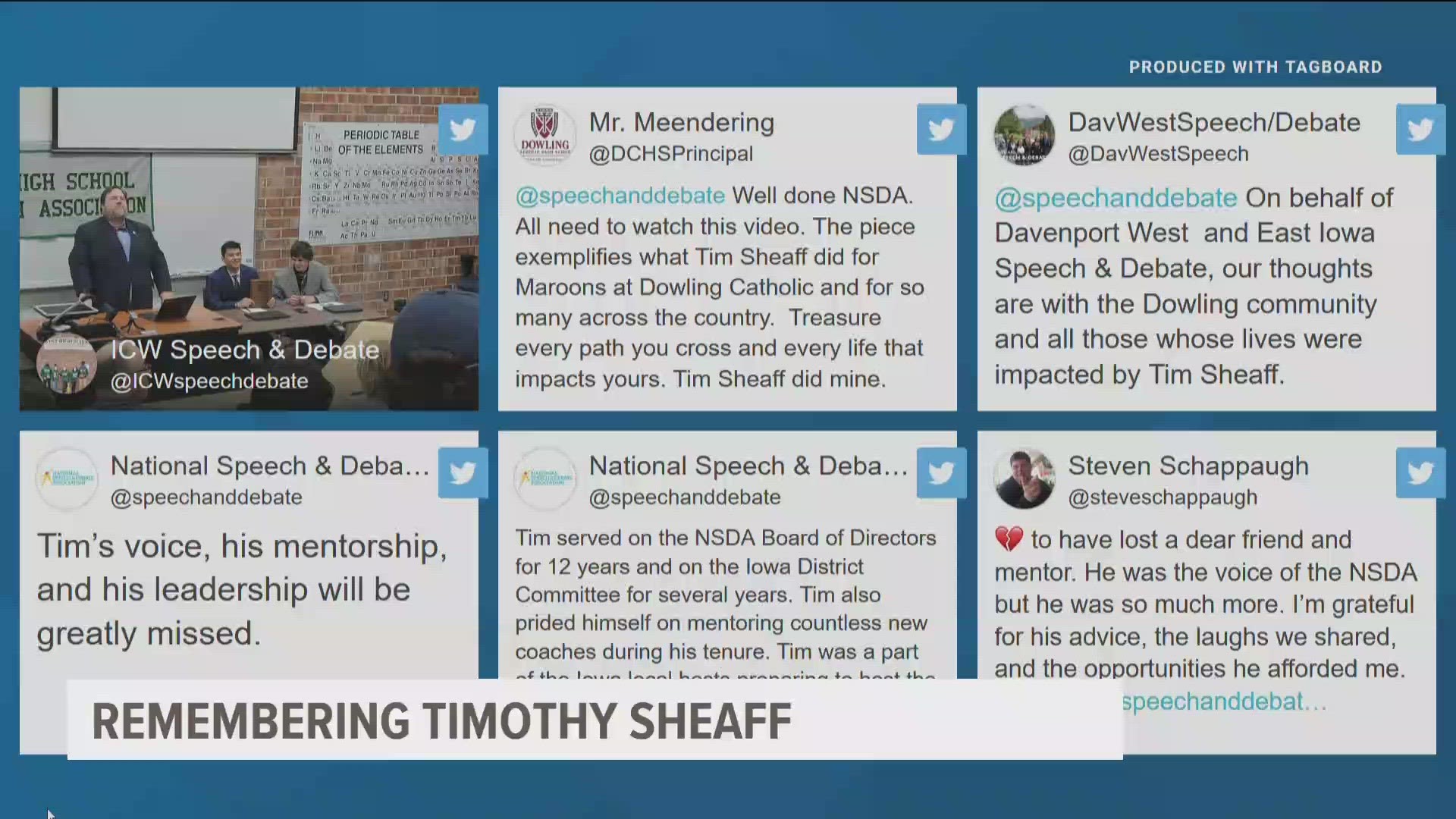 During his more than 30 years in education, Tim Sheaff was well-known in the debate and speech sphere for his booming voice and kind mentorship.