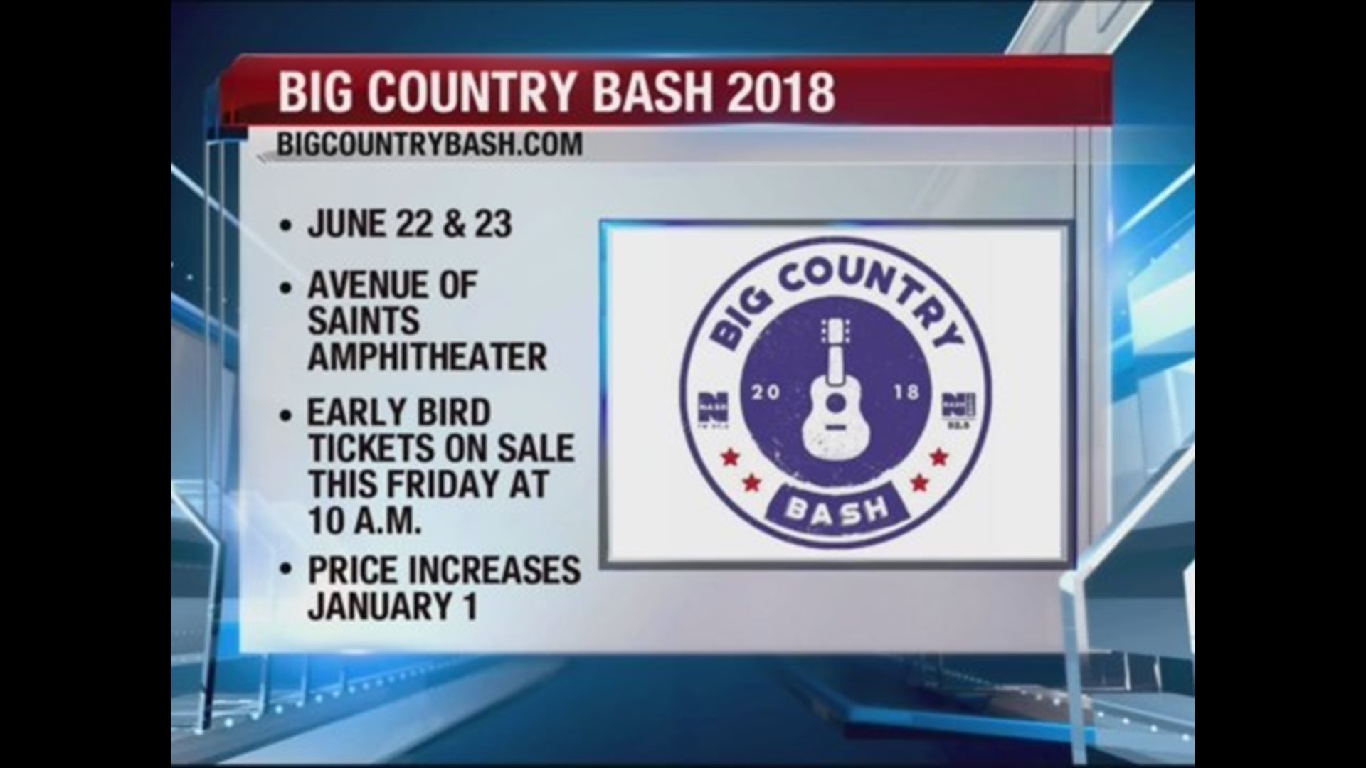 Big Country Bash announcements!