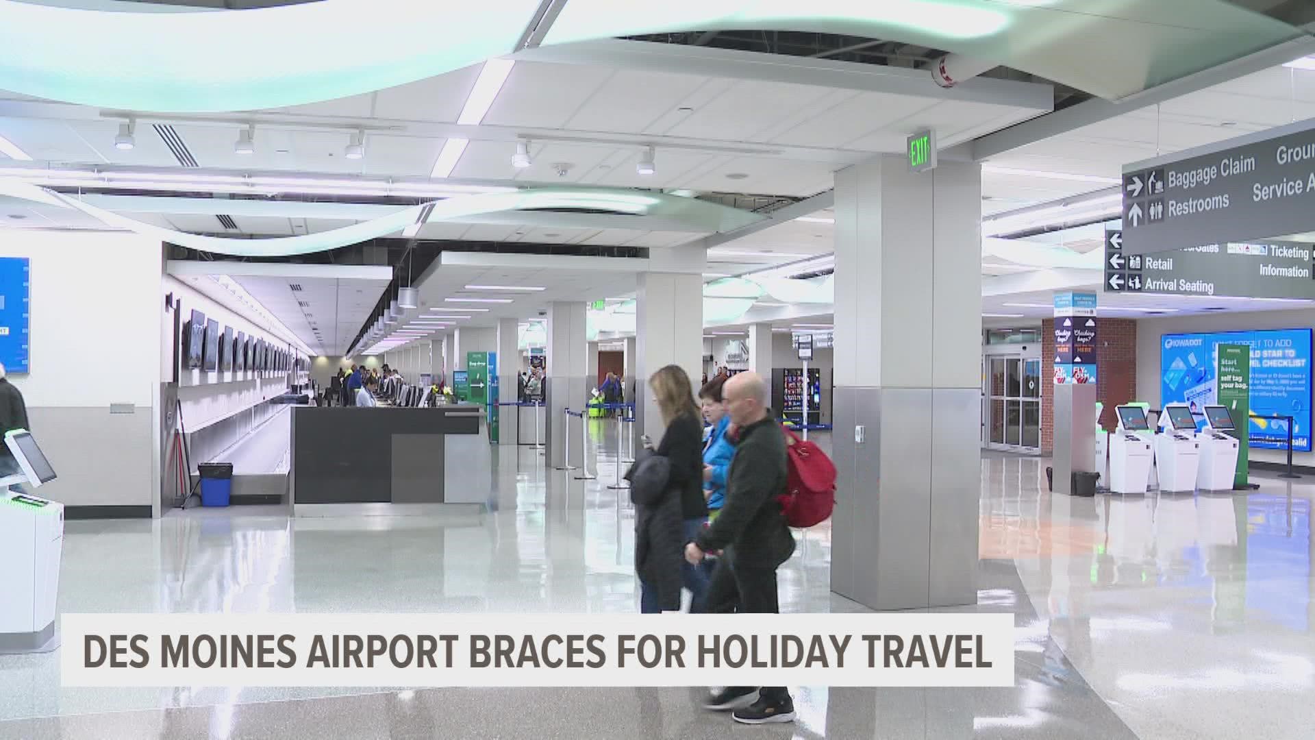 The Des Moines International Airport is bracing for a high volume of travelers, as they expect 24,000 people to go through the airport terminal this week.