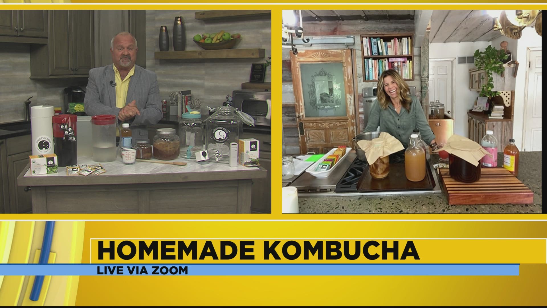 Lou and Michele work together to show you the process of making kombucha this morning on 'Iowa Live'