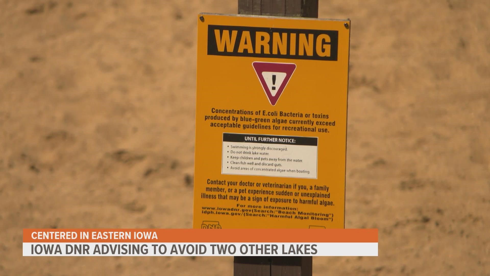 While Lake of Three Fires is now open after testing, Iowans should continue to avoid Lake Darling and Backbone Lake in Eastern Iowa.