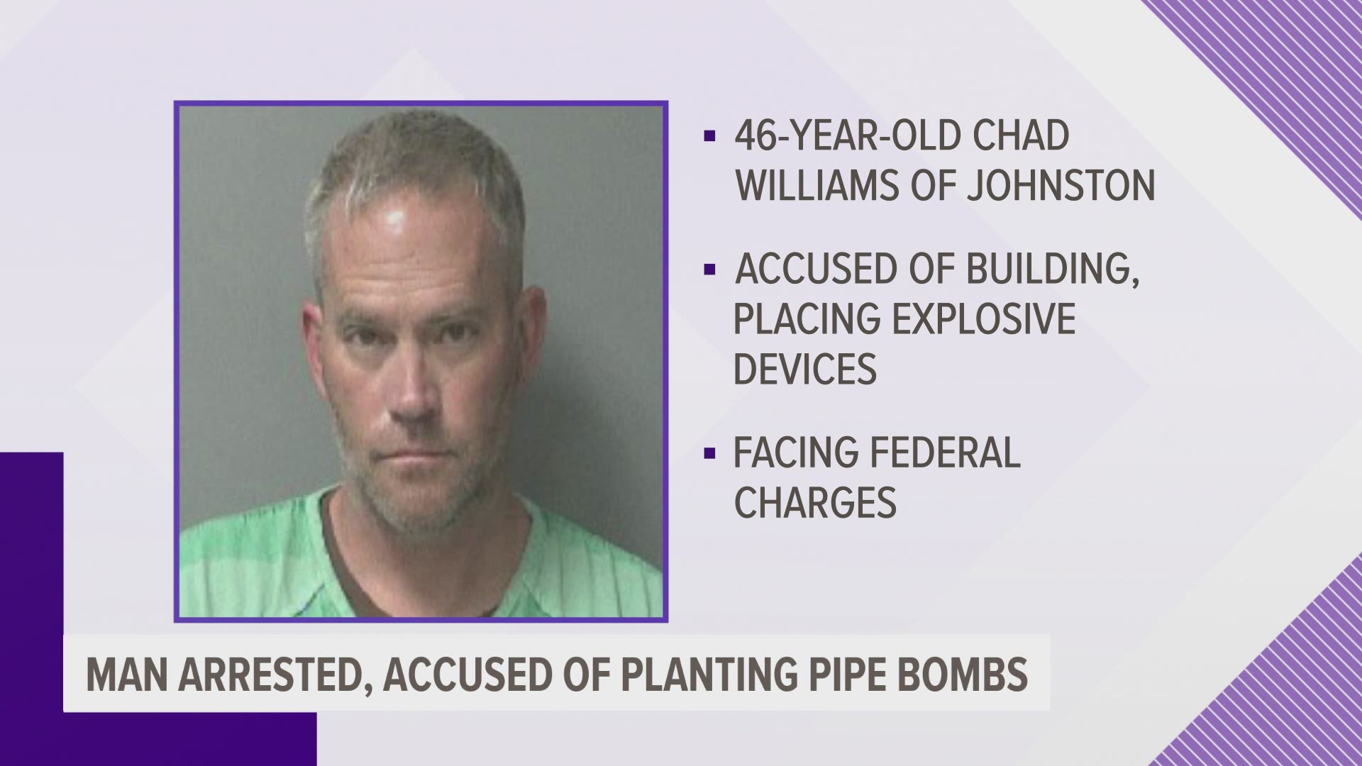 Criminal complaint shows Johnston man admits to making bomb found on Ankeny road earlier this month.