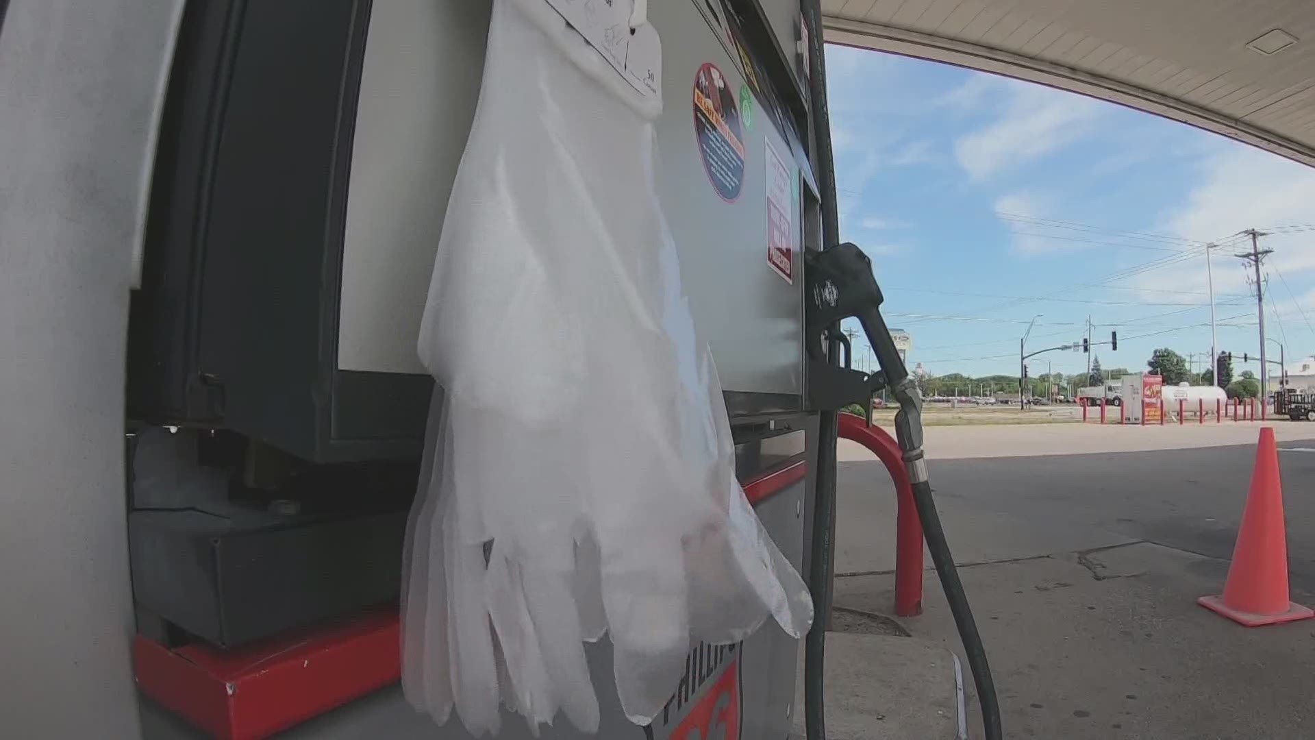 Phillips 66 at Southgate in Ames is slowing the spread of the virus by supplying gloves and hand sanitizer stations at every gas pump.