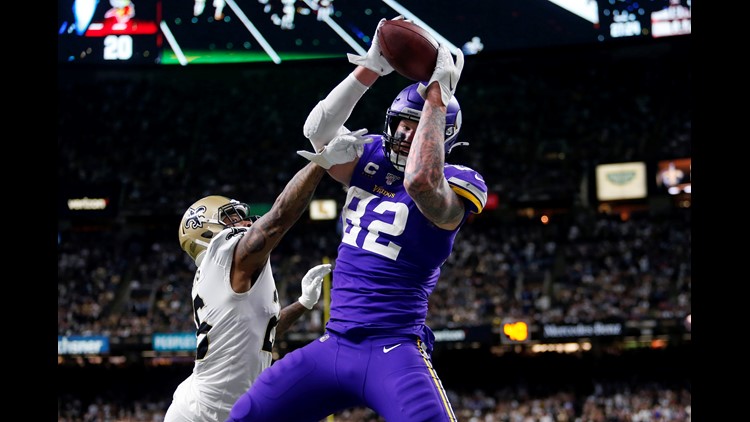 Rudolph catches game-winning TD for Vikings in OT to beat Saints